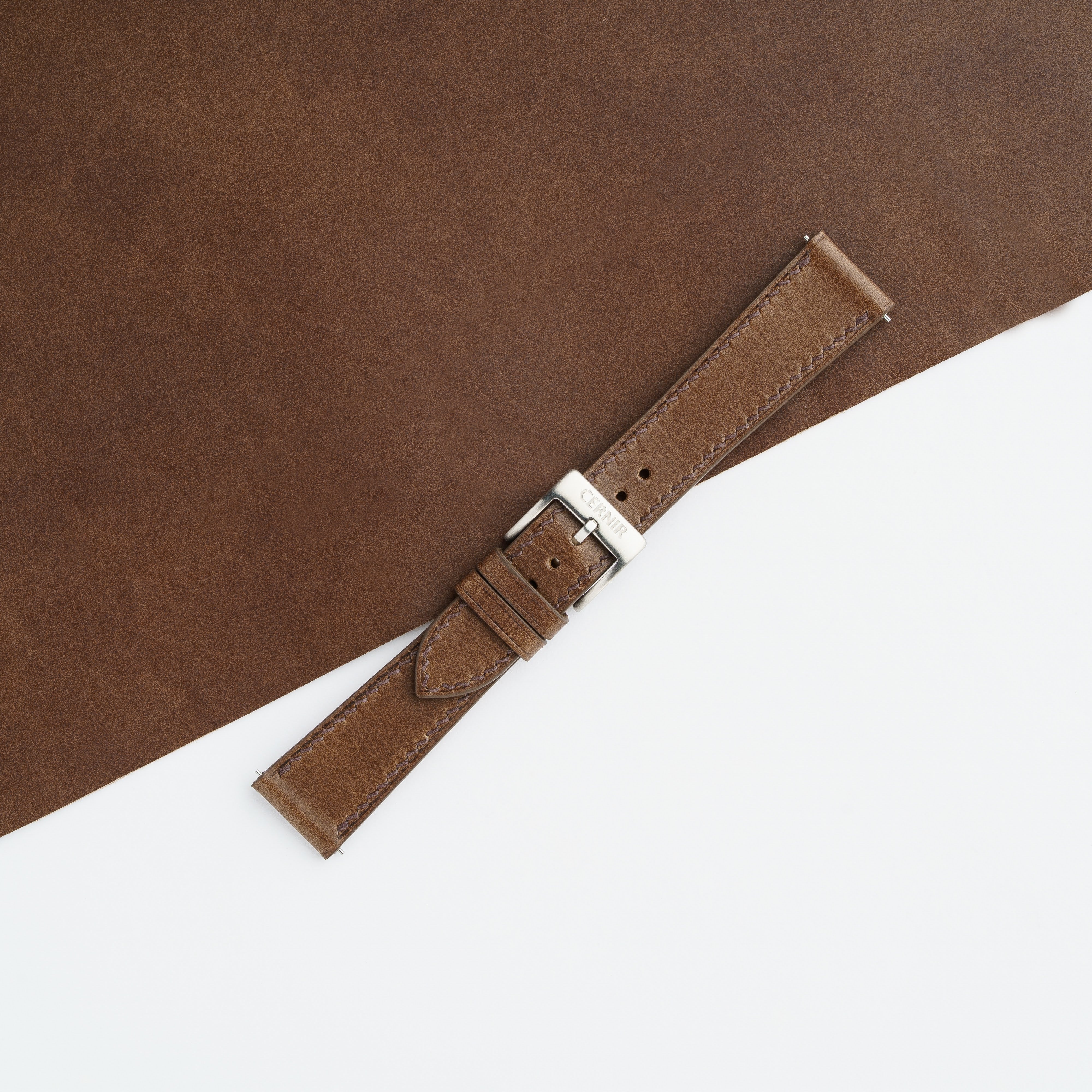 Brown Buttero Leather Slim Watch Strap