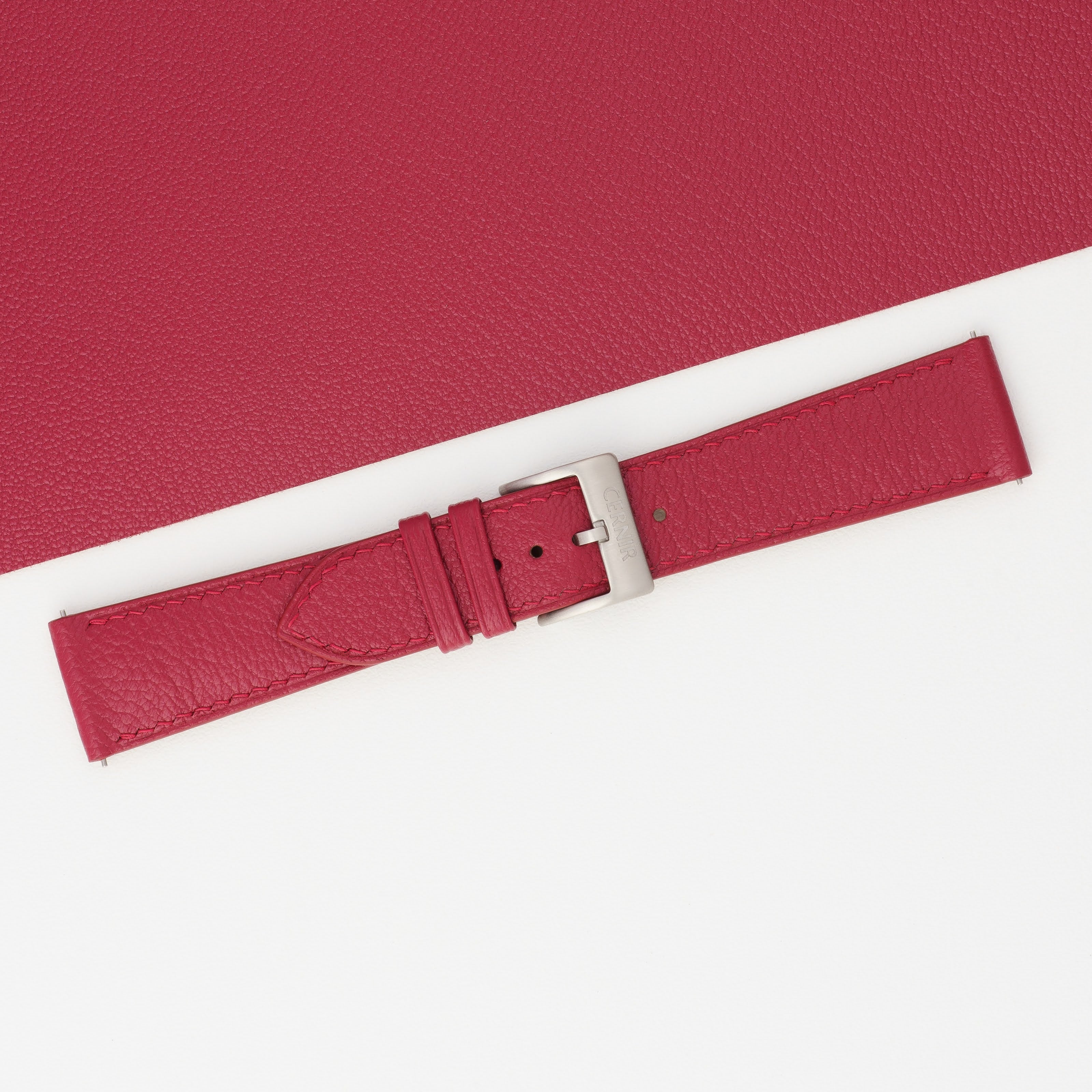 Burgundy Alran Chevre Sully Leather Slim Watch Strap
