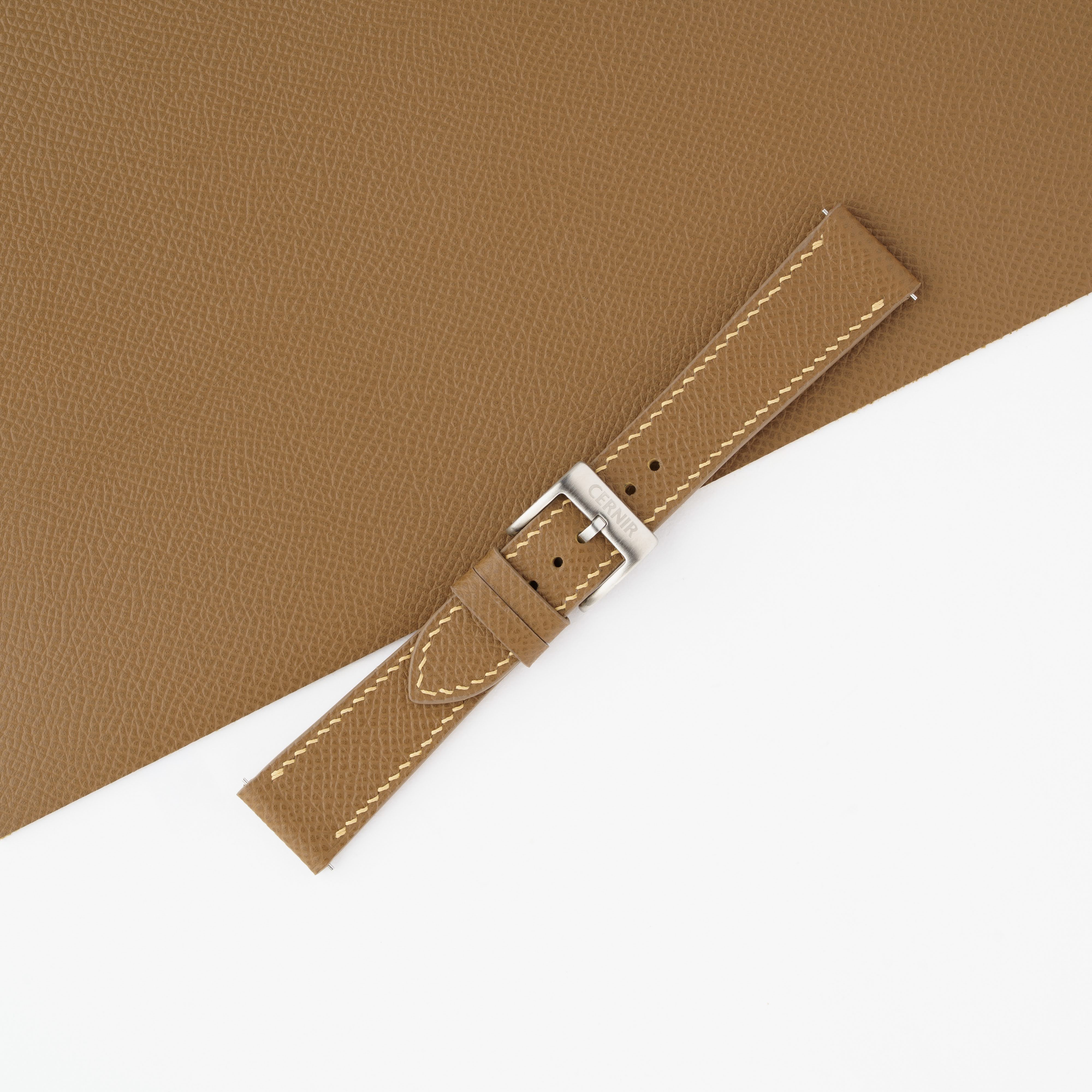Camel Epsom Leather Slim Watch Strap