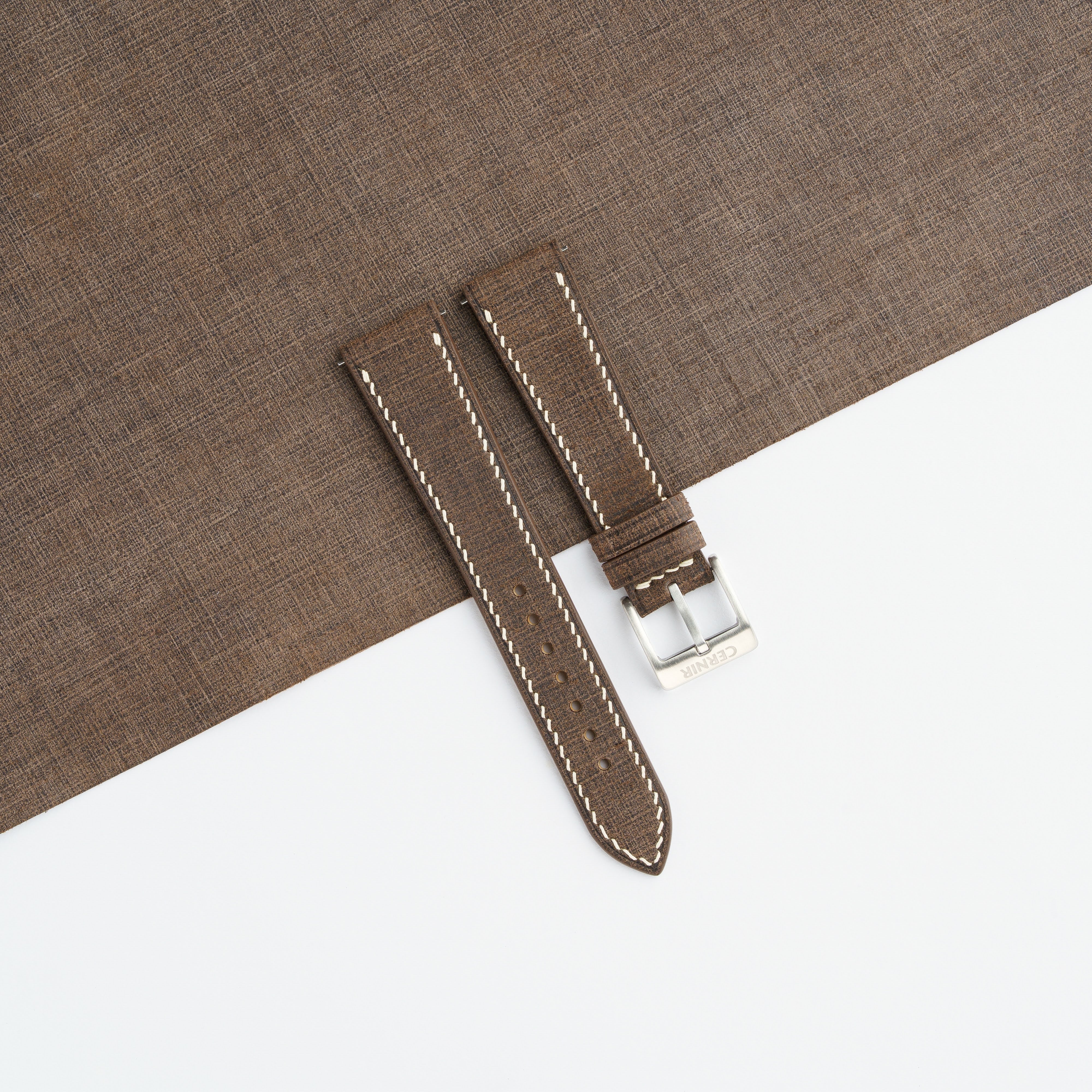 Dark Brown Babele Leather Slim Watch Strap