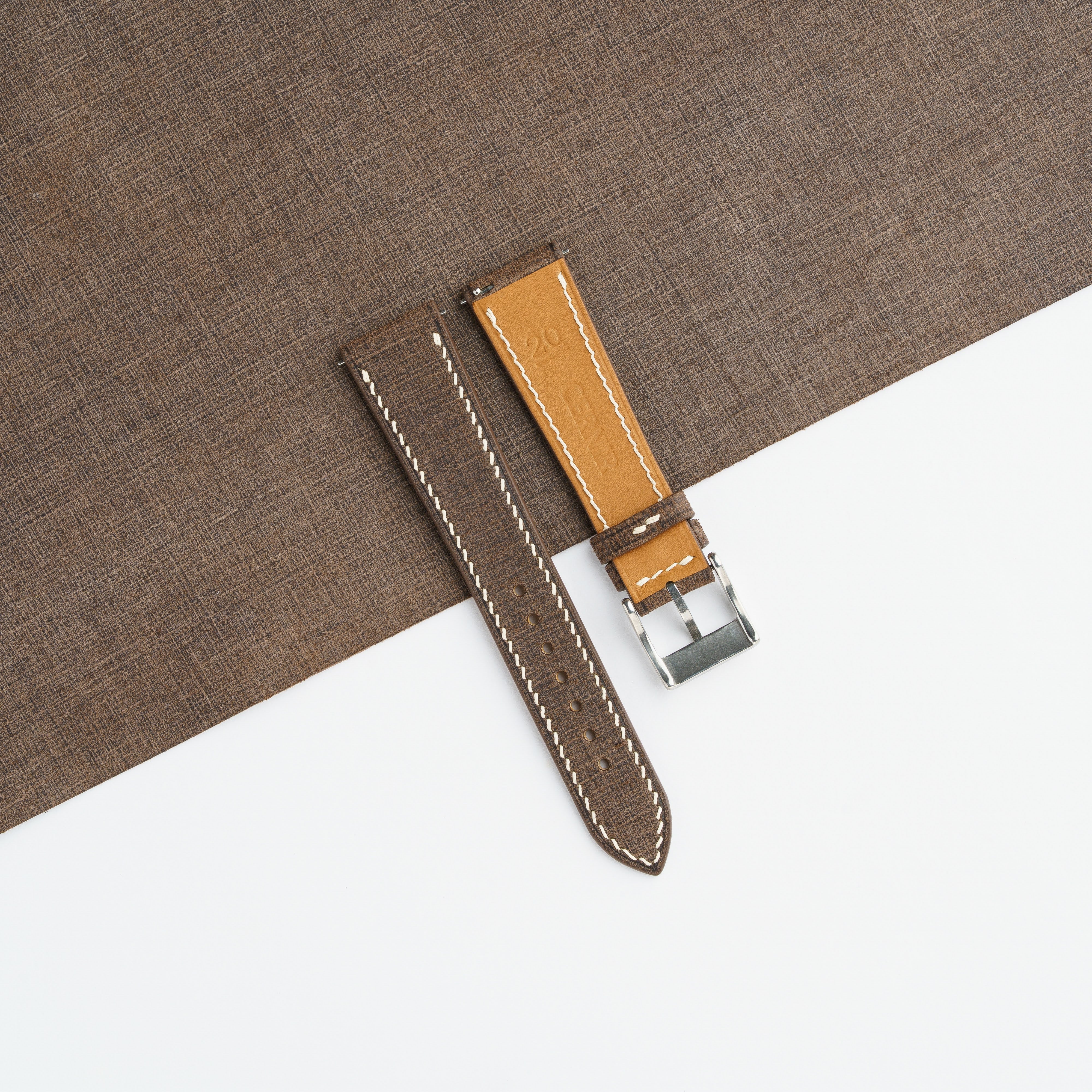 Dark Brown Babele Leather Slim Watch Strap