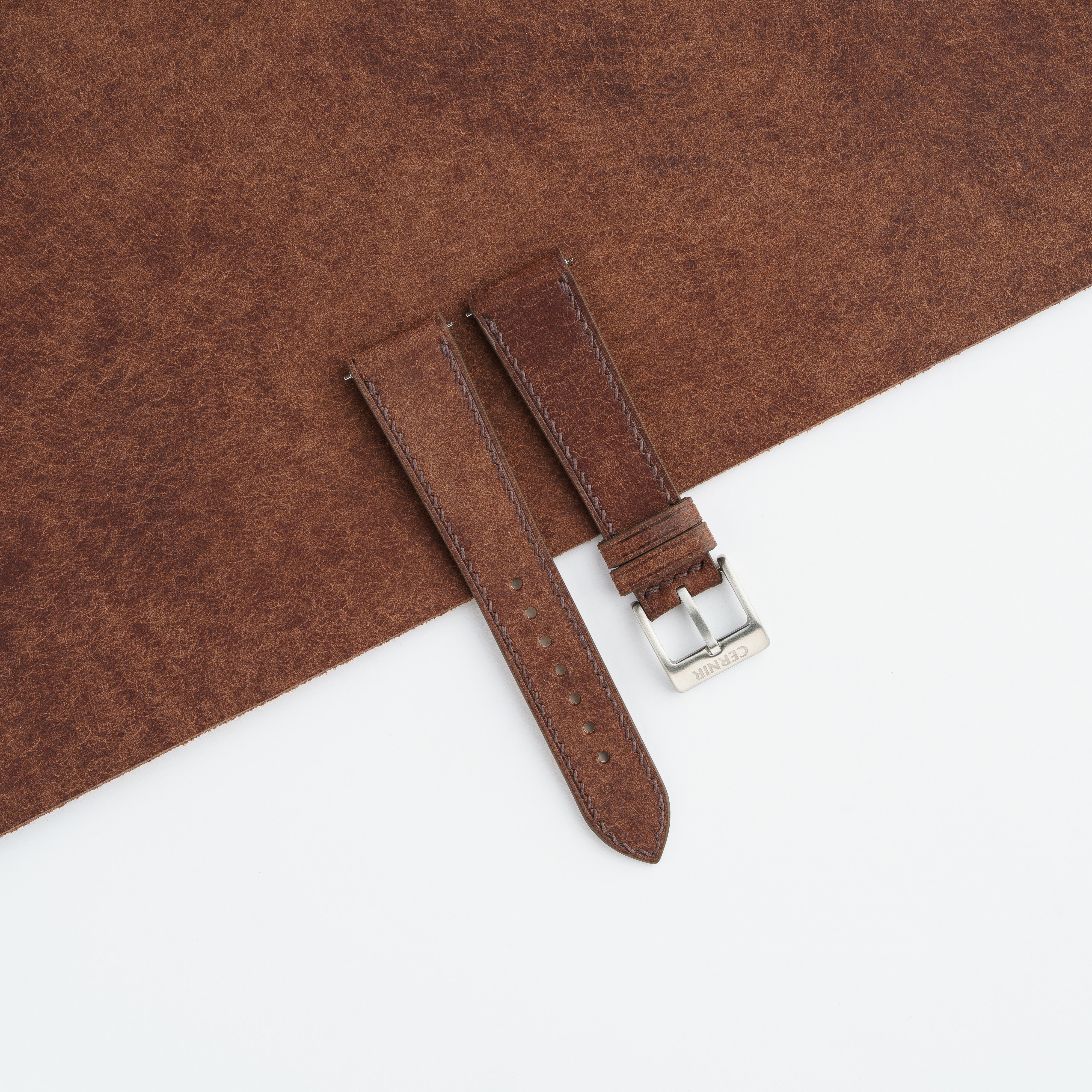 Dark Brown Pueblo Leather Slim Watch Strap