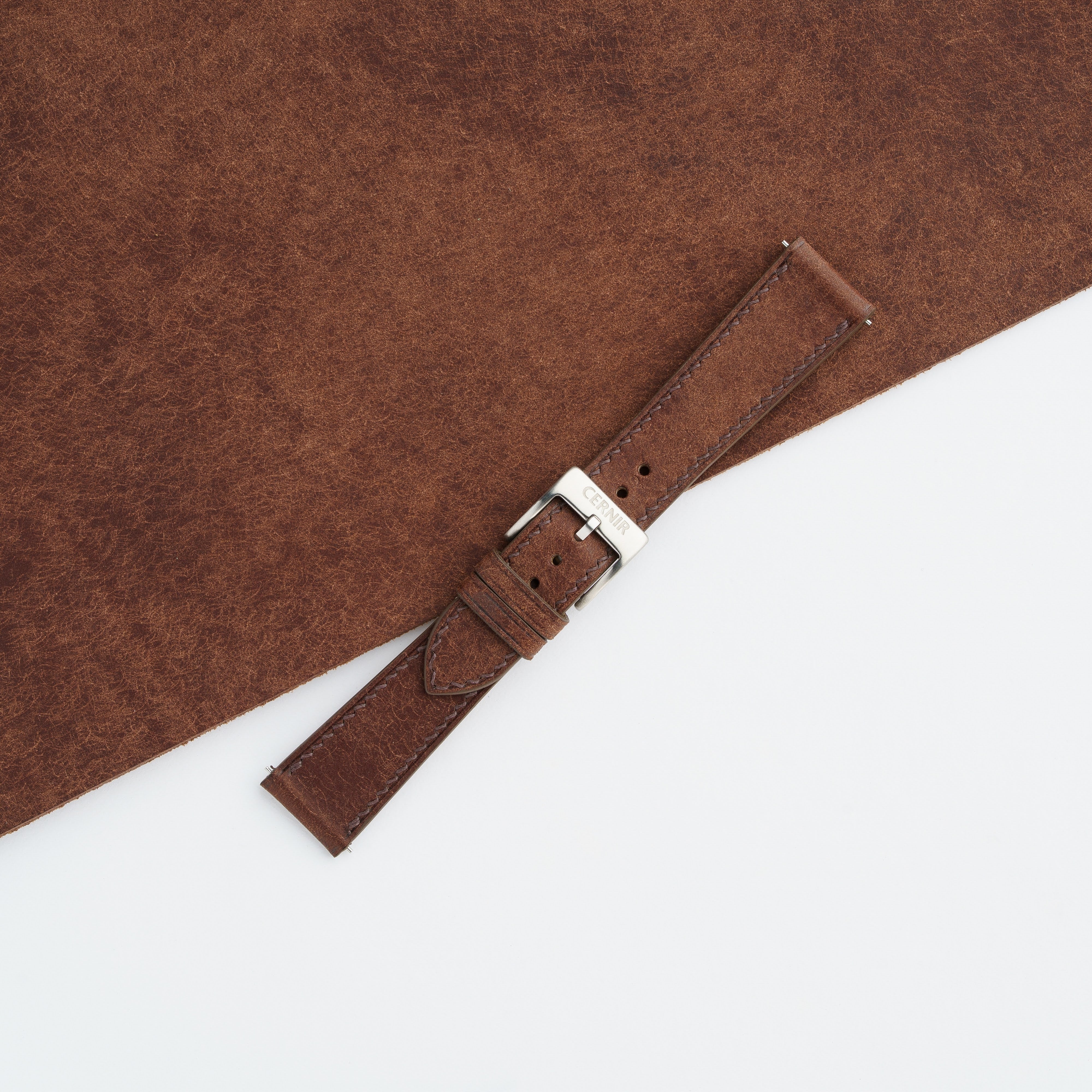 Dark Brown Pueblo Leather Slim Watch Strap