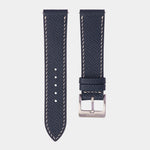 Dark Navy Epsom Leather Watch Strap - Slim - Cream Stitch