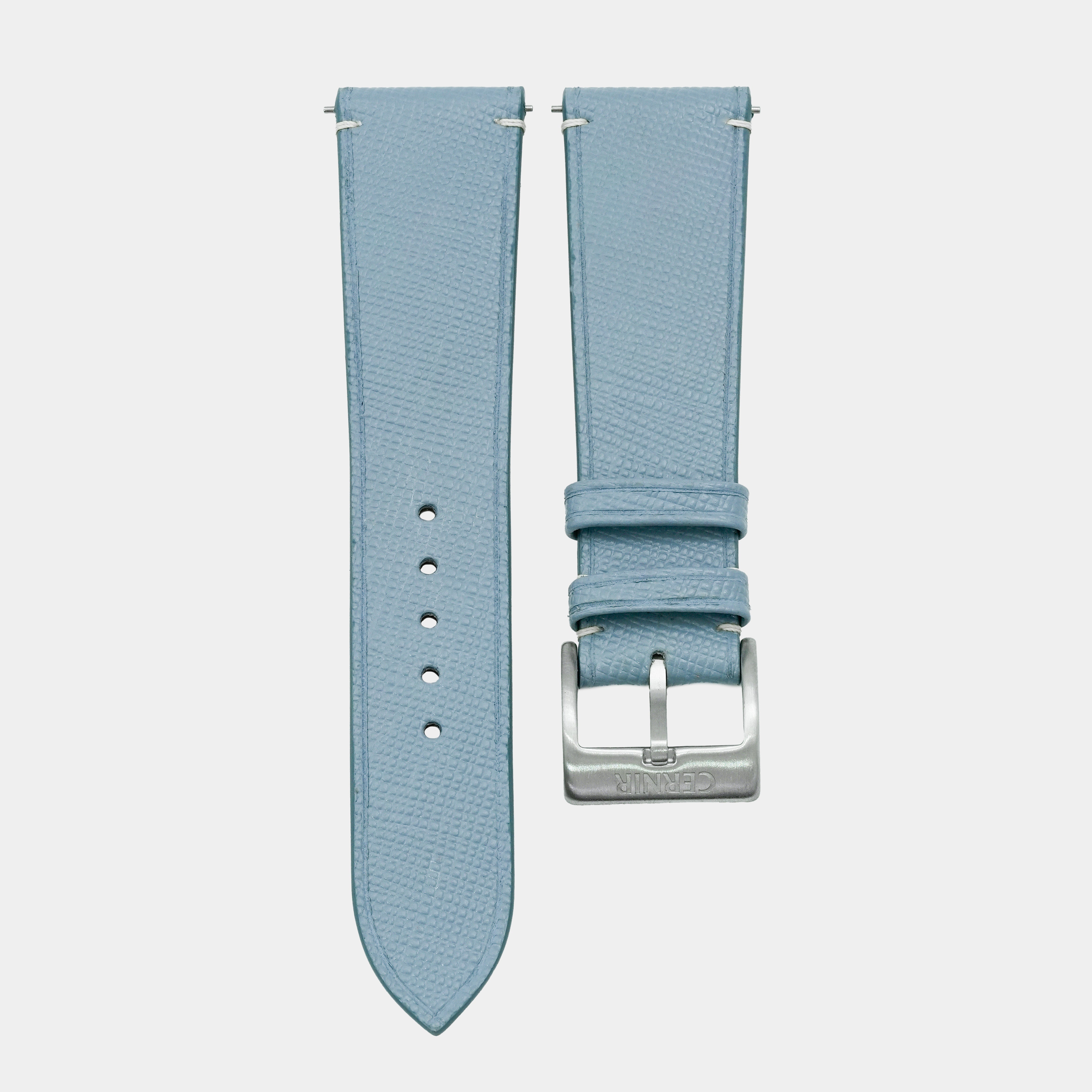 Dusty Blue Saffiano Leather Watch Strap - Stitchless Slim