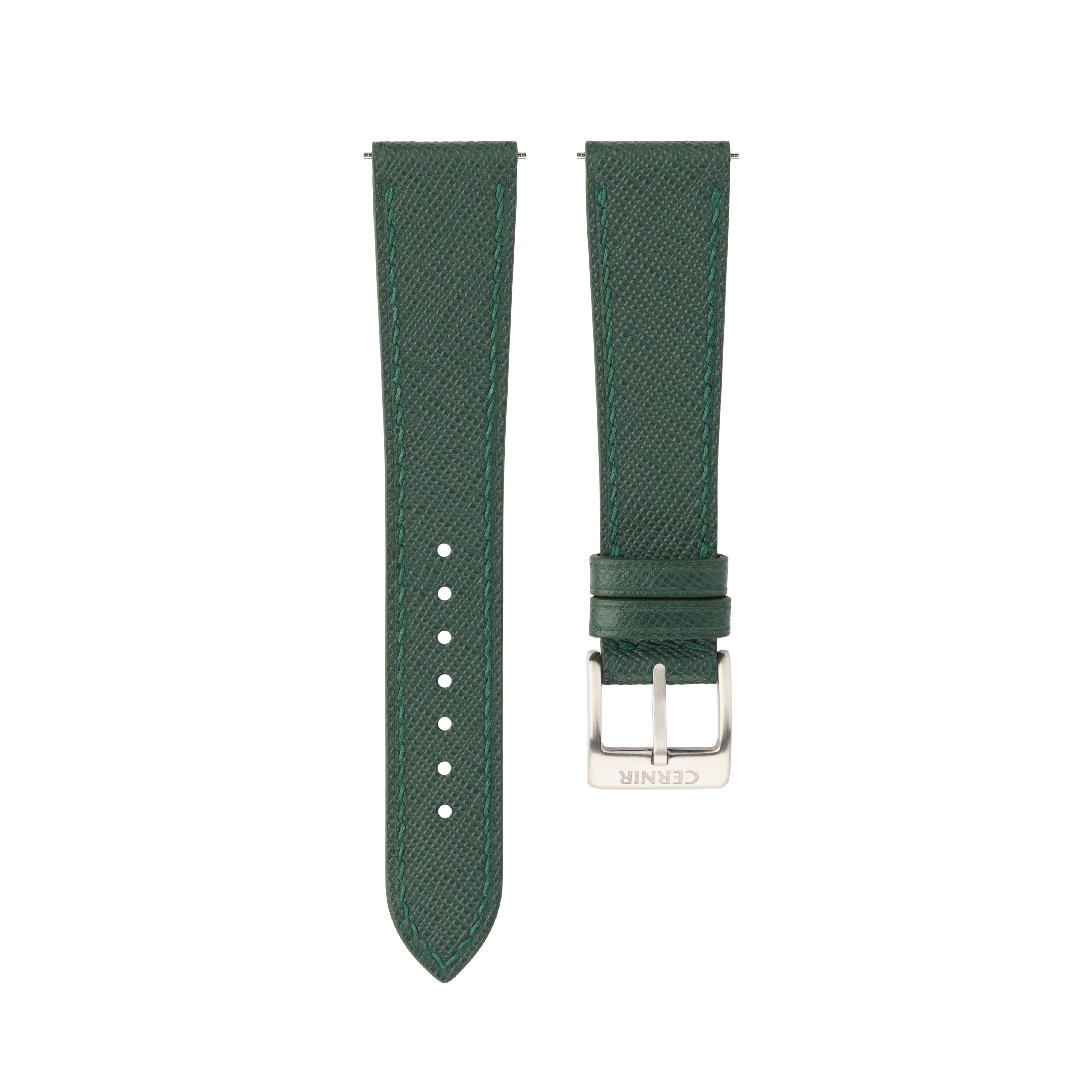 Forest Green Saffiano Leather Slim Watch Strap by Cernir