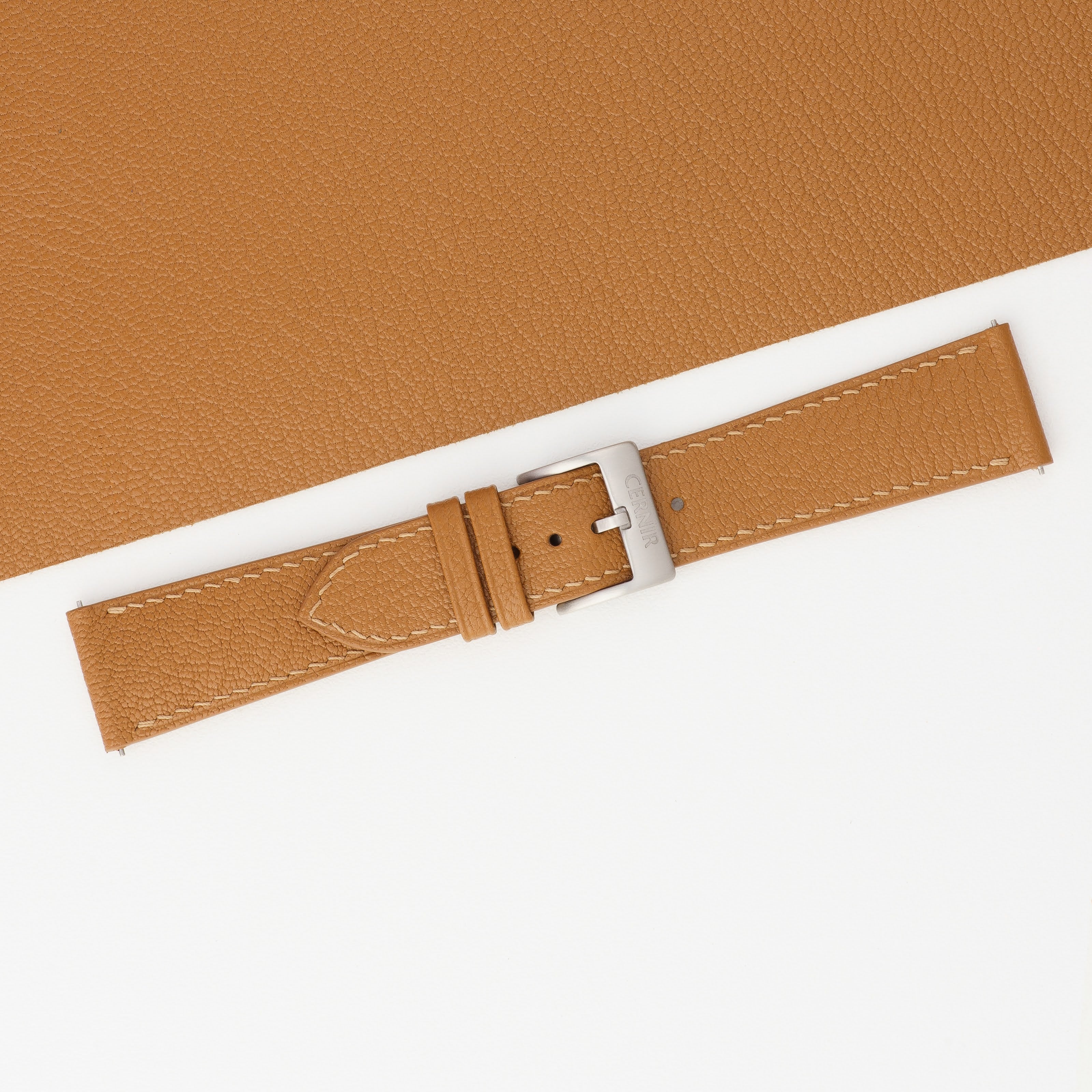 Golden Brown Alran Chevre Sully Leather Slim Watch Strap