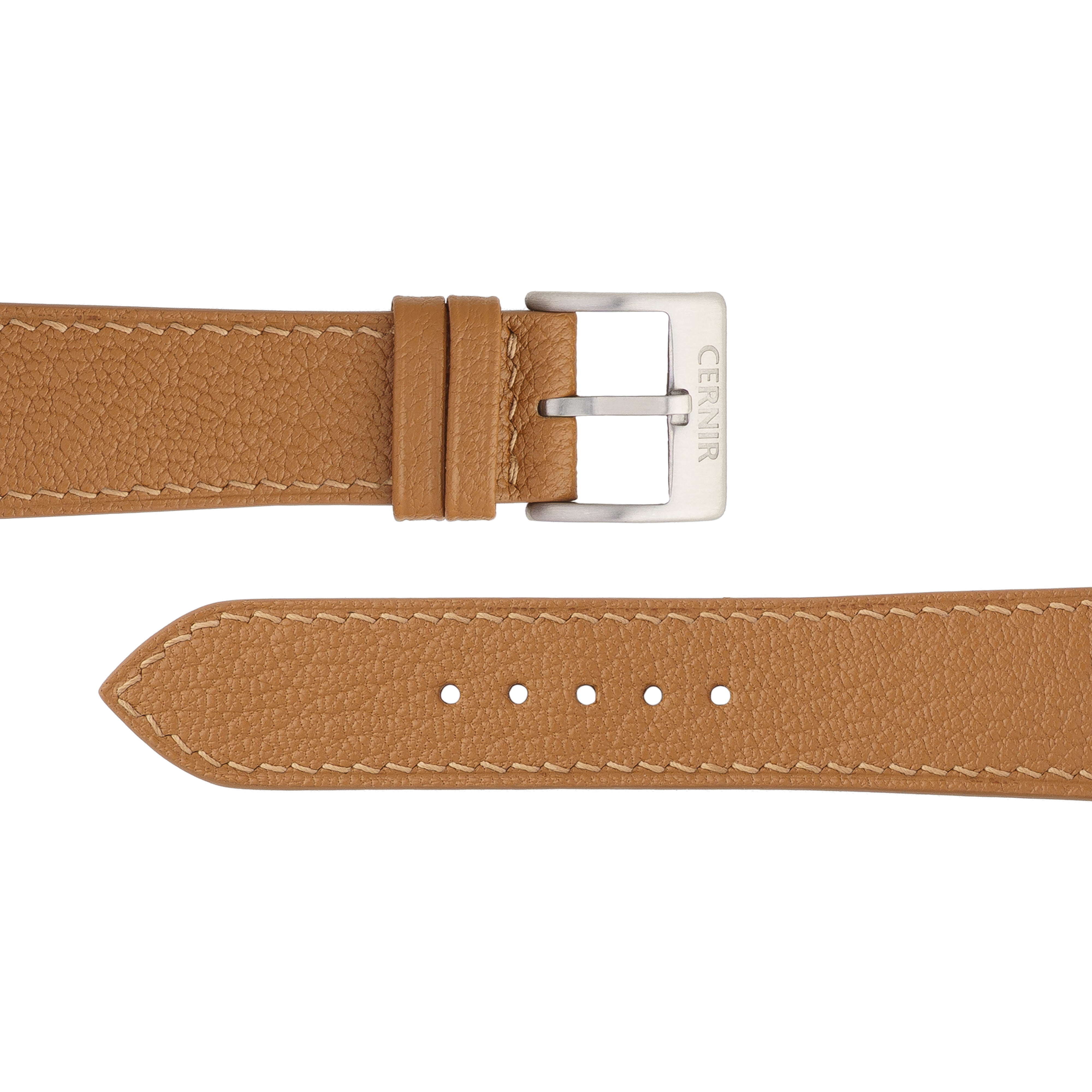 Golden Brown Alran Chevre Sully Leather Slim Watch Strap