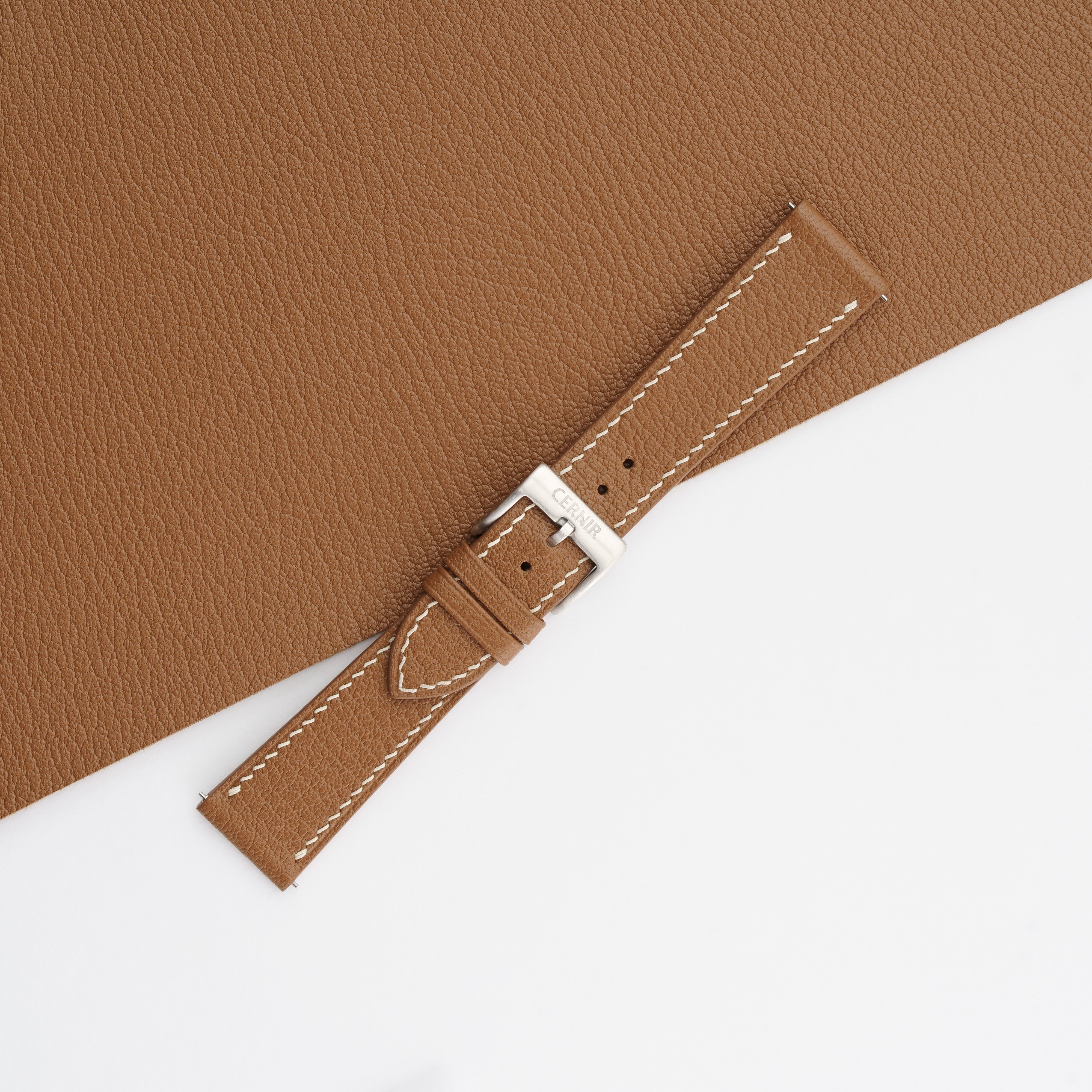 Golden Brown Alran Chevre Sully Leather Slim Watch Strap