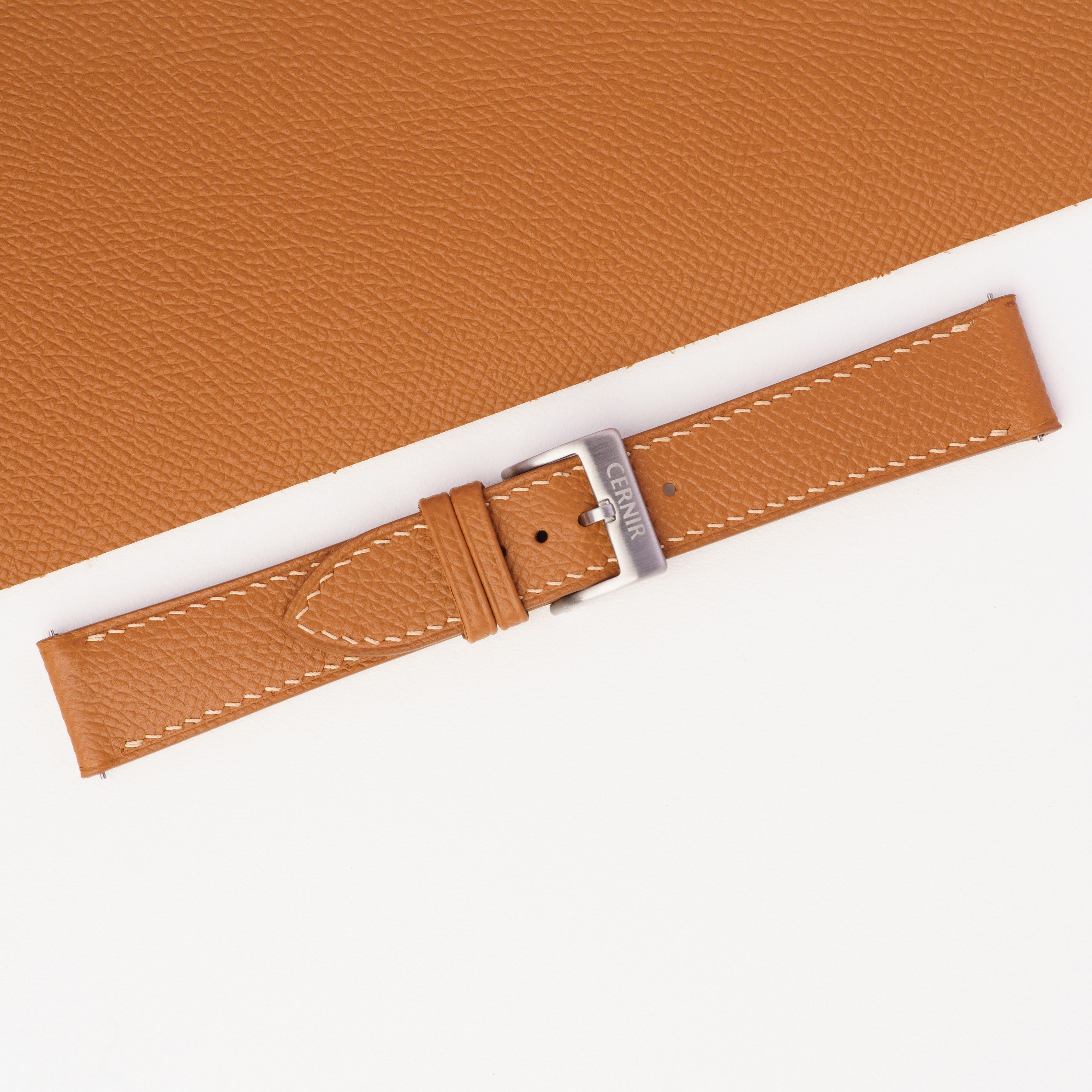 Golden Brown Epsom Leather Slim Watch Strap