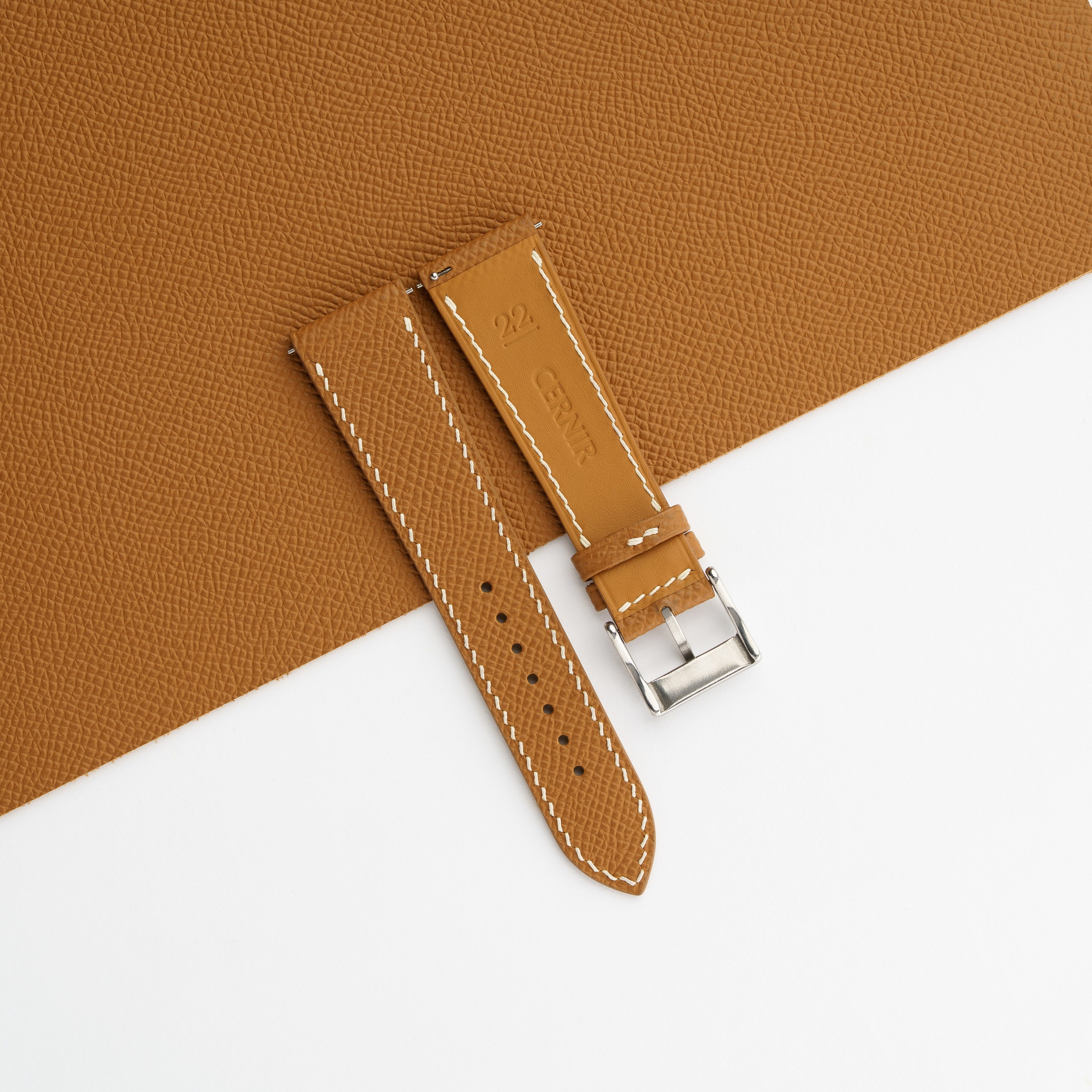 Golden Brown Epsom Leather Slim Watch Strap