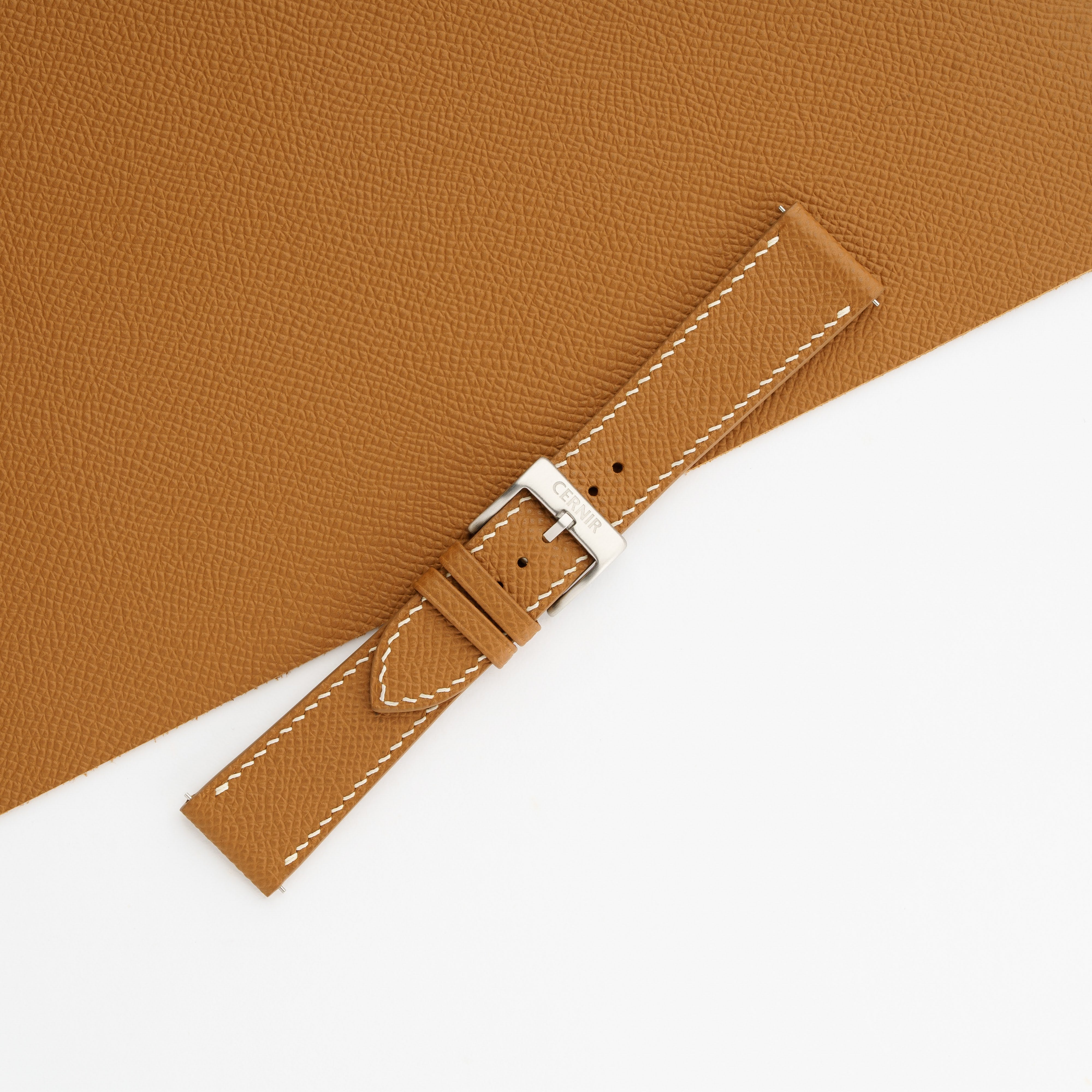 Golden Brown Epsom Leather Slim Watch Strap