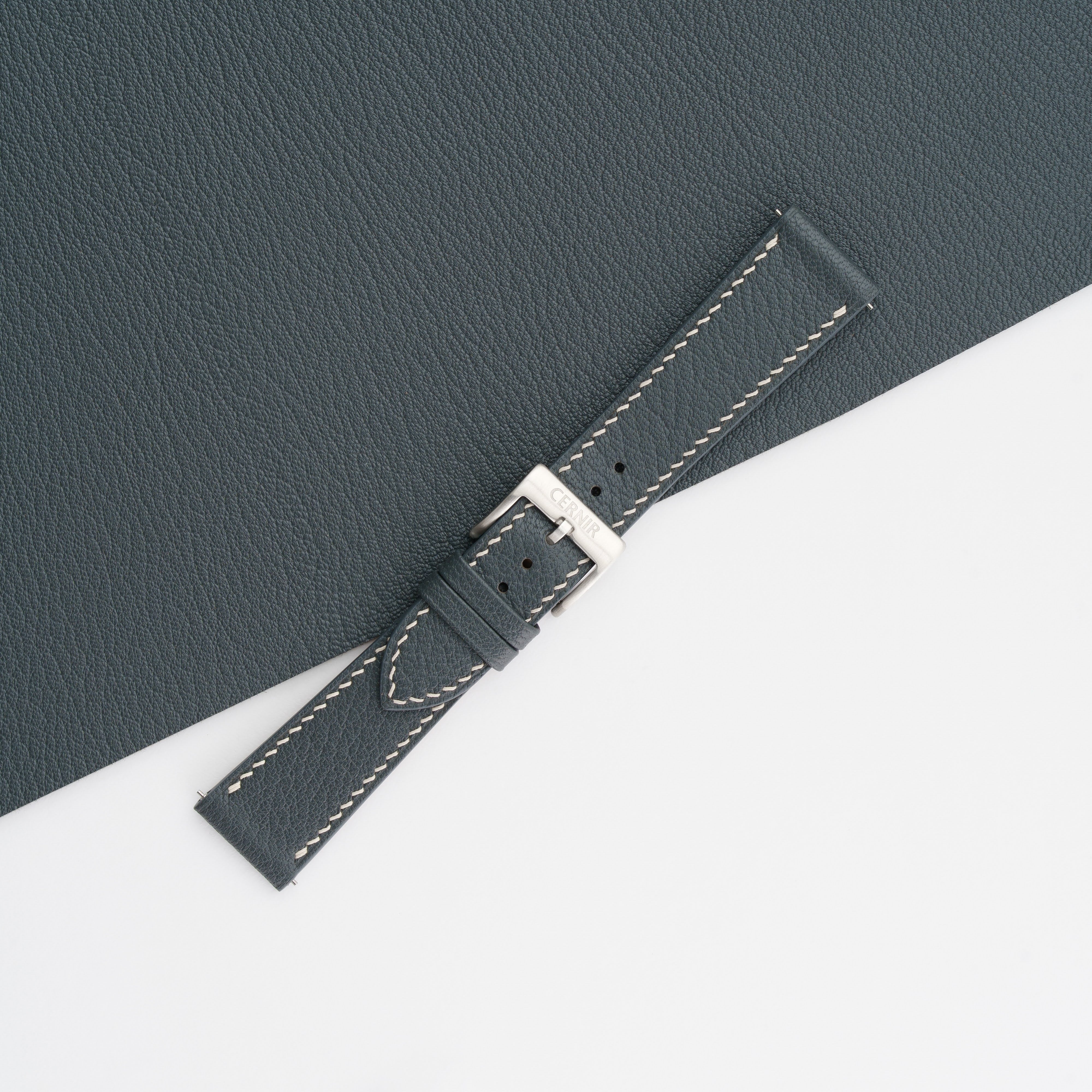Grey Alran Chevre Sully Leather Slim Watch Strap