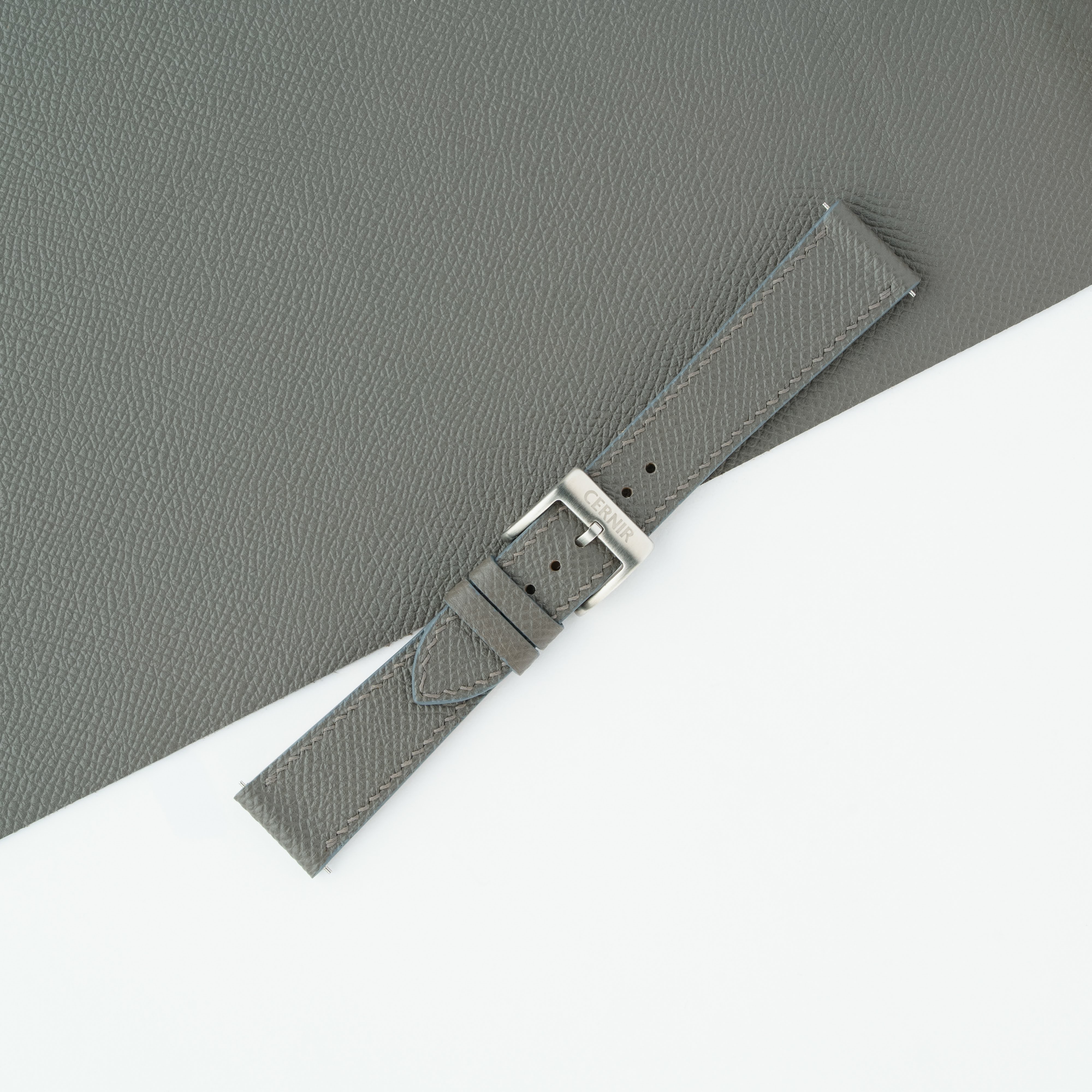 Grey Epsom Leather Slim Watch Strap