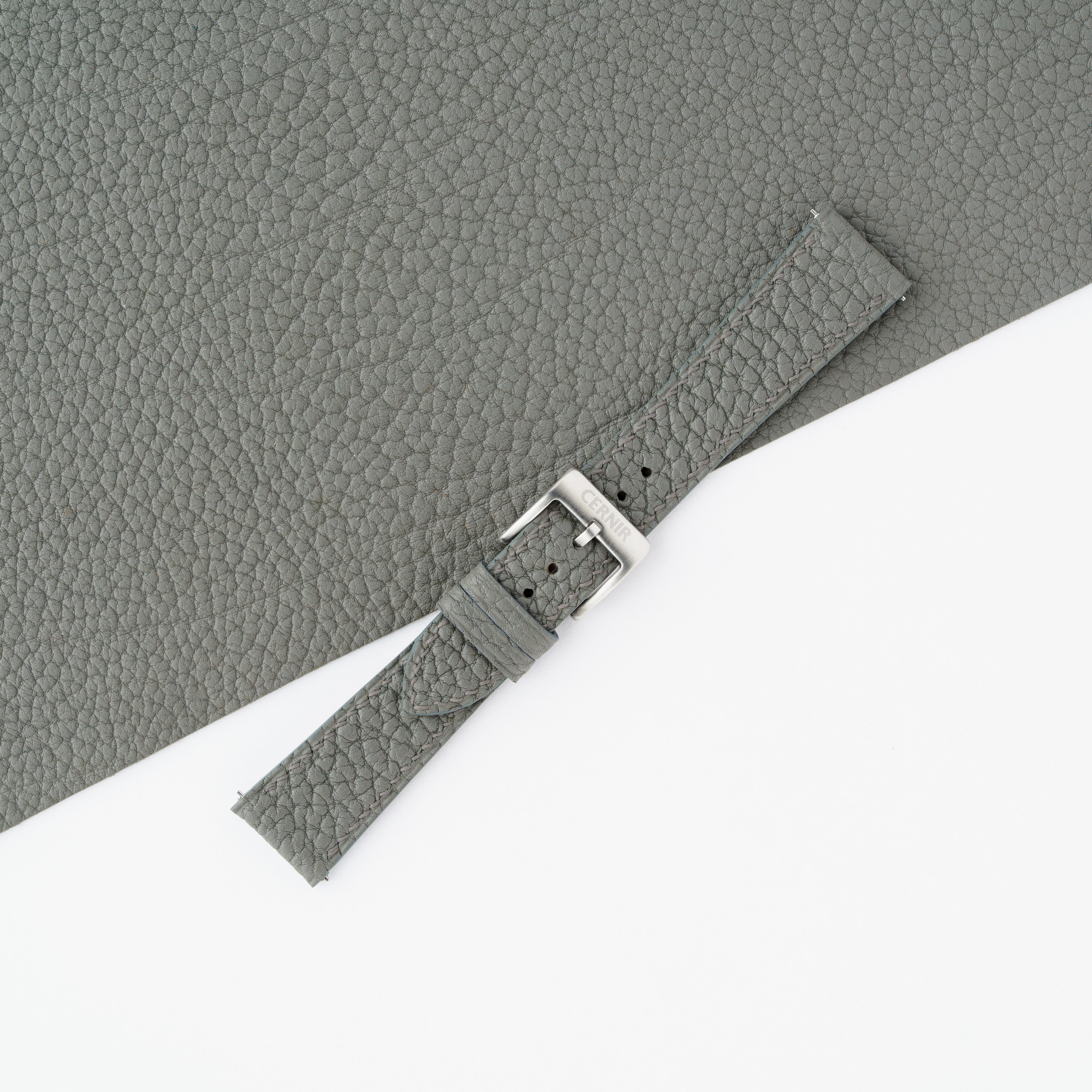Grey Togo Leather Slim Watch Strap