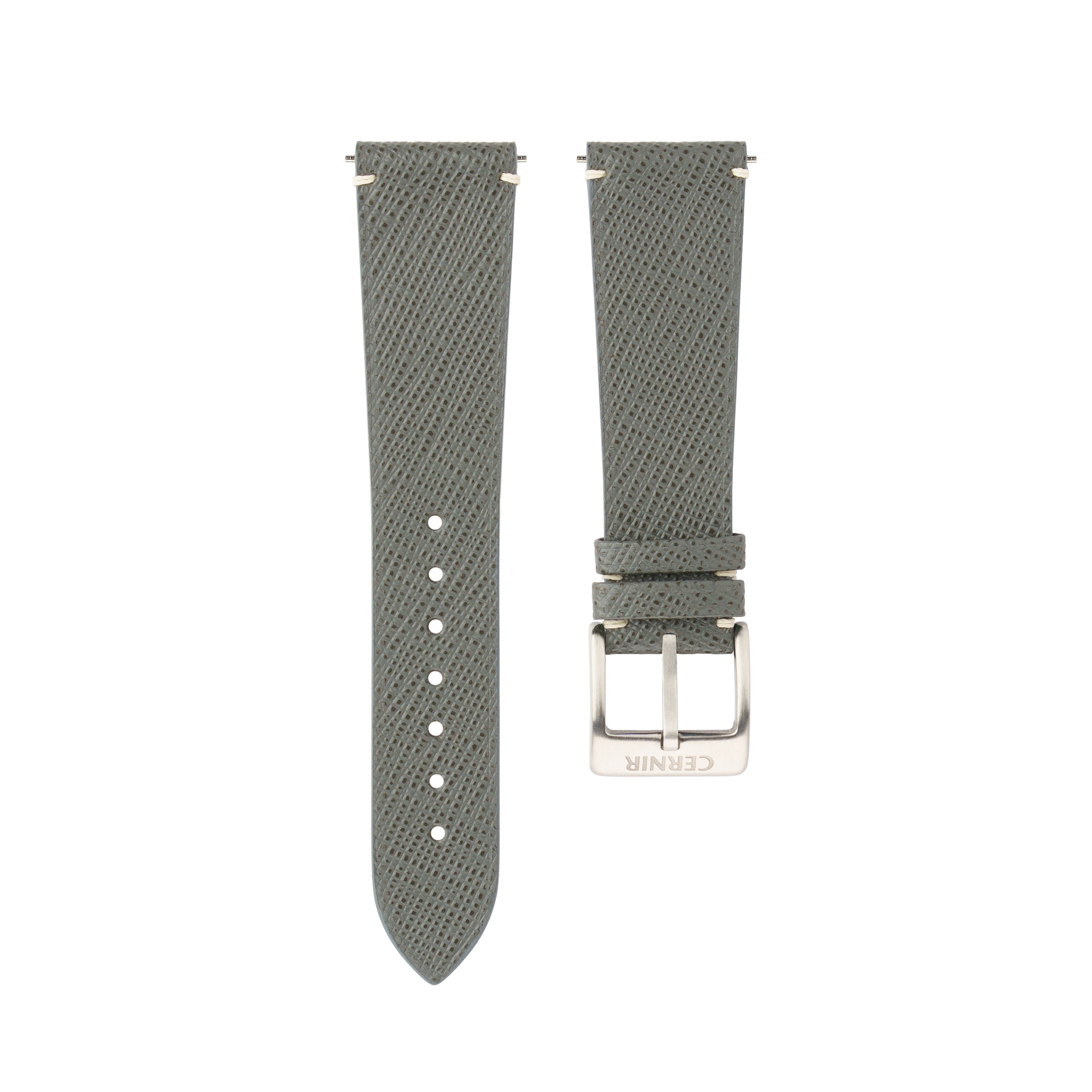 Grey Saffiano Leather Stitchless Watch Strap