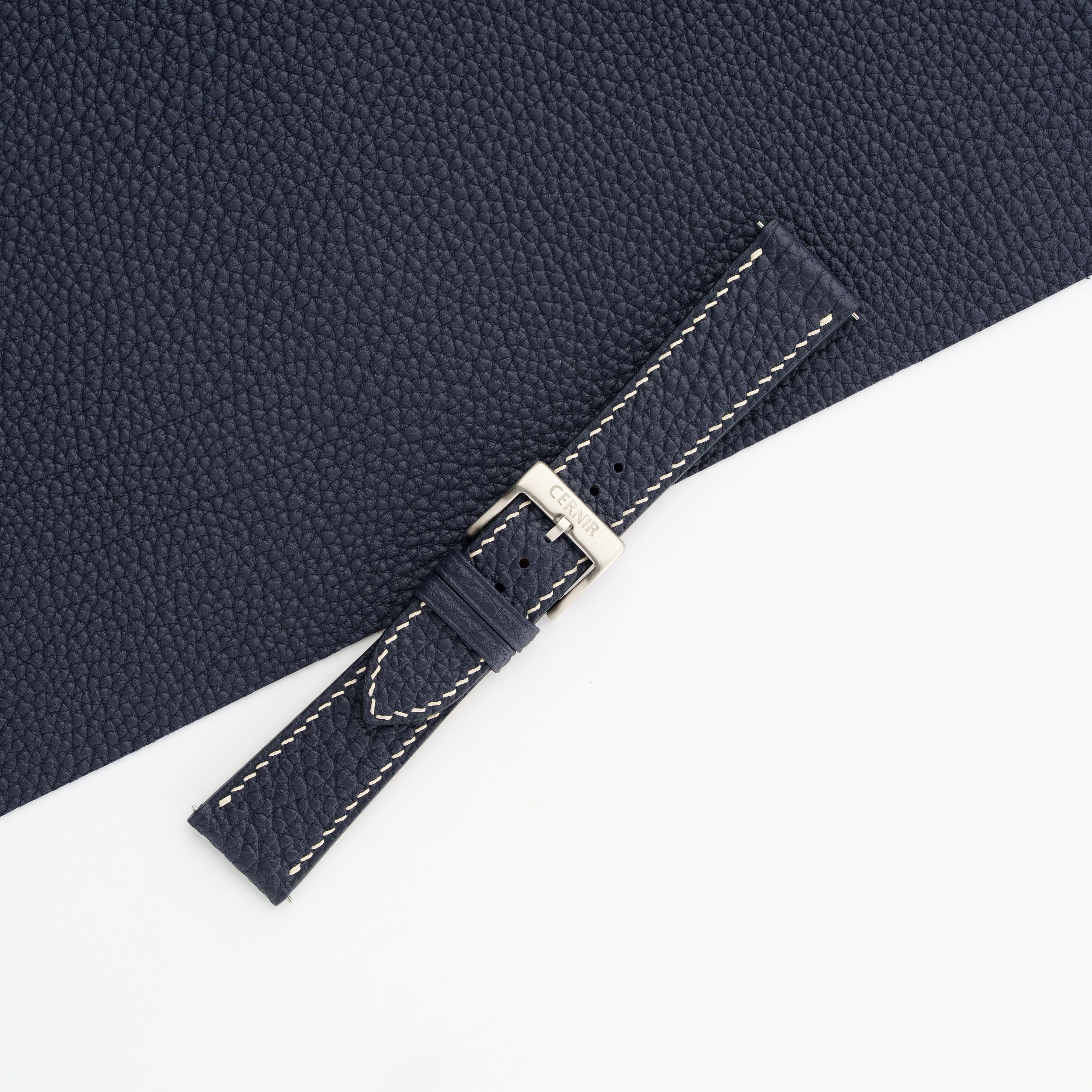 Navy Blue Togo Leather Slim Watch Strap