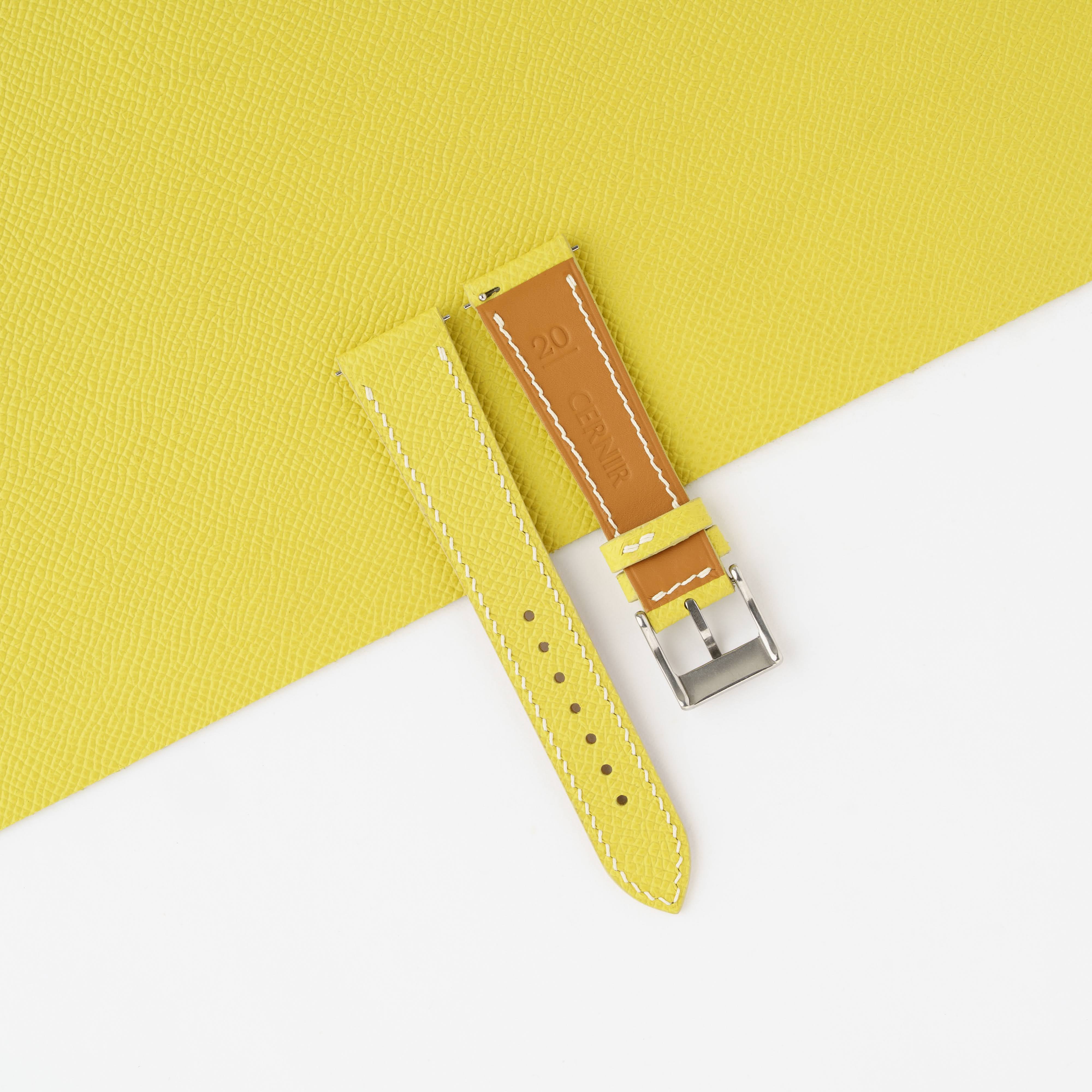 Lemon Yellow Epsom Leather Slim Watch Strap