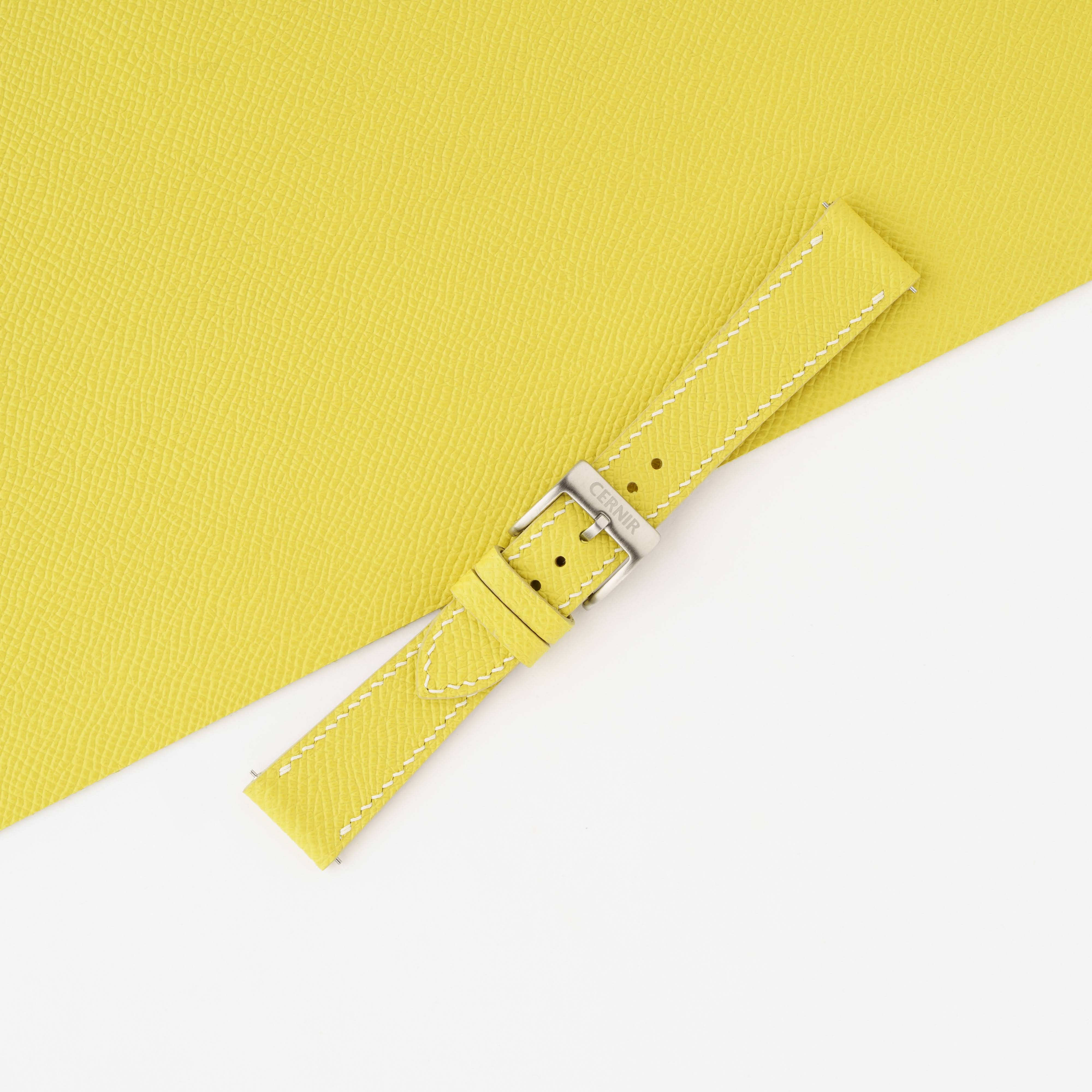 Lemon Yellow Epsom Leather Slim Watch Strap