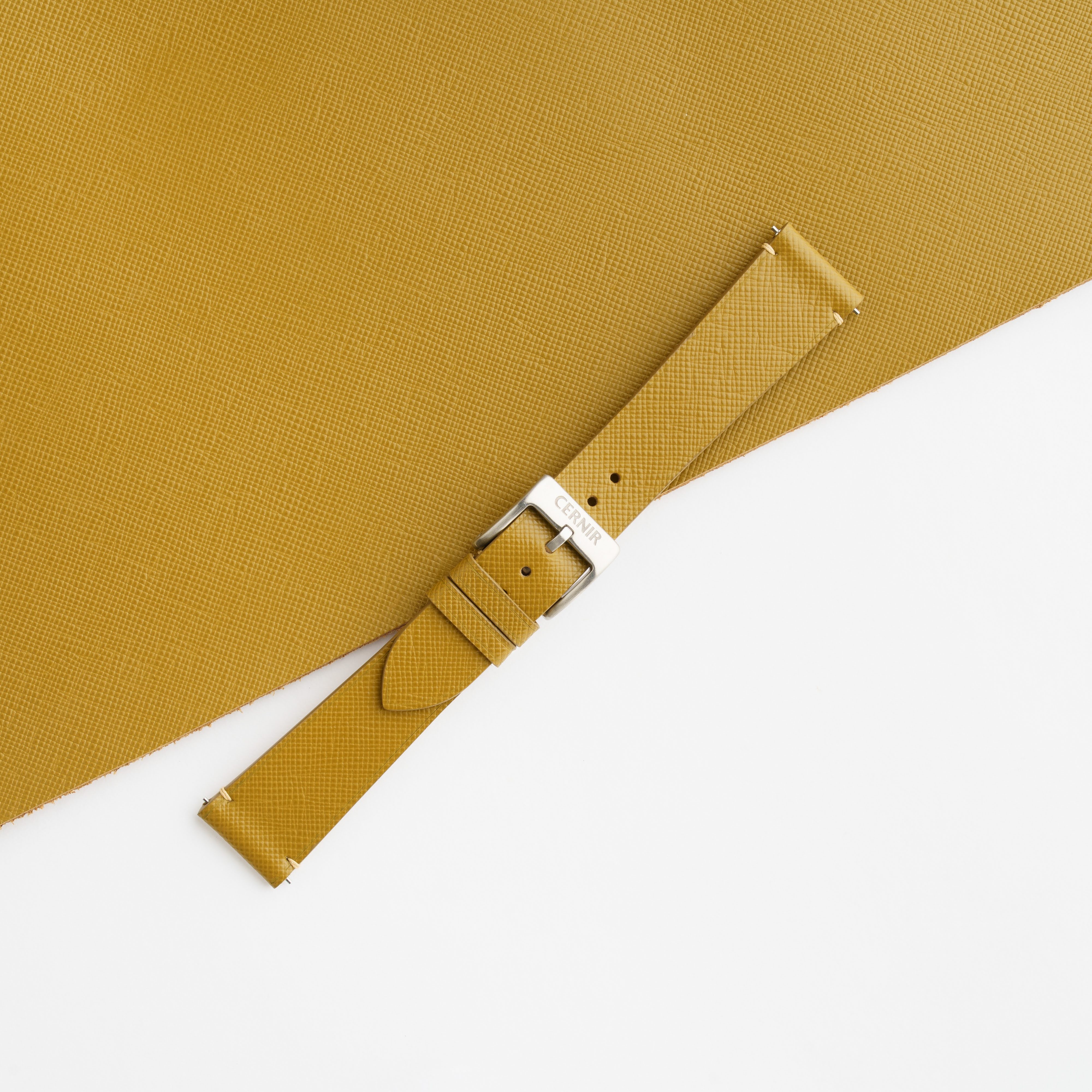 Mustard Yellow Saffiano Leather Stitchless Watch Strap