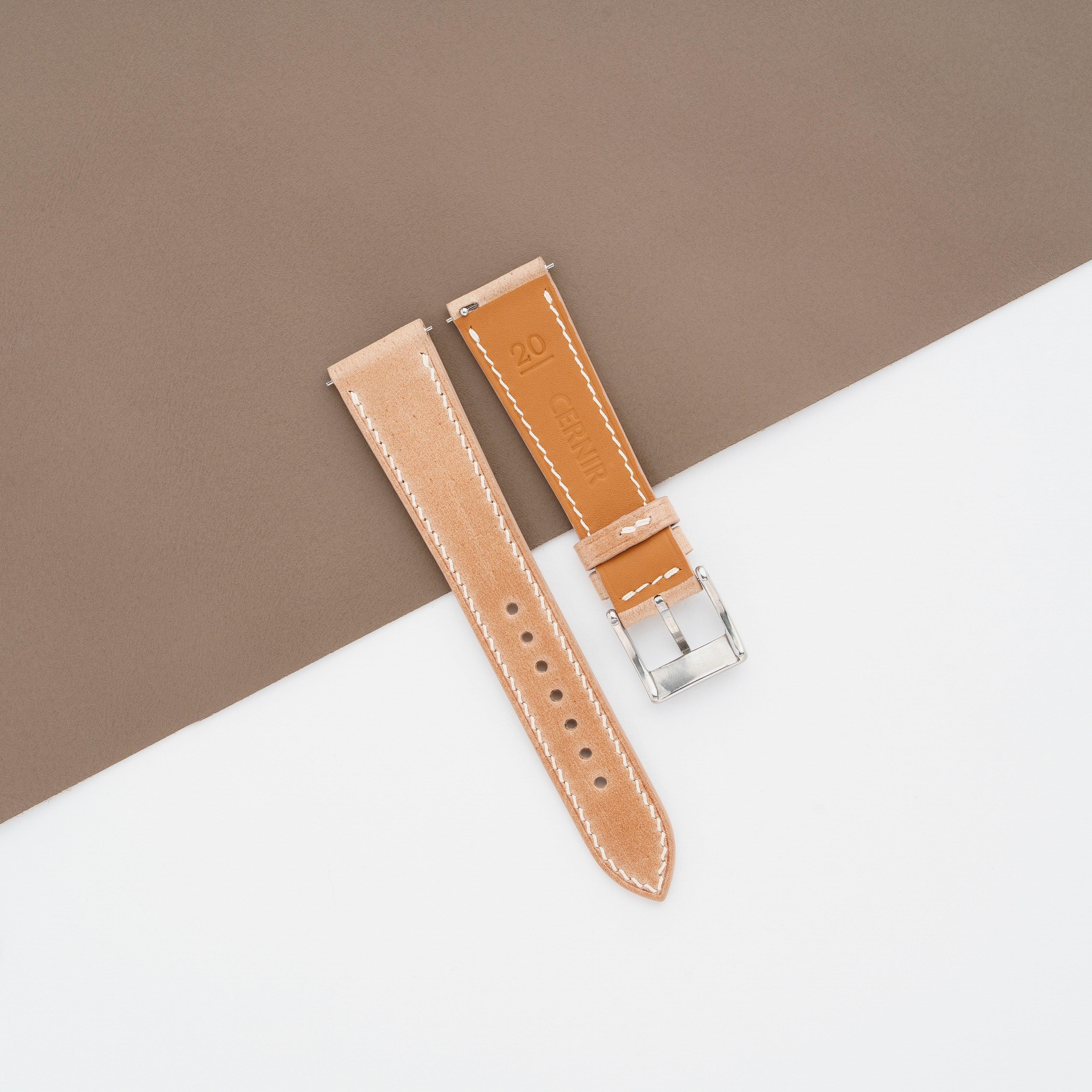Natural Shell Cordovan Leather Slim Watch Strap