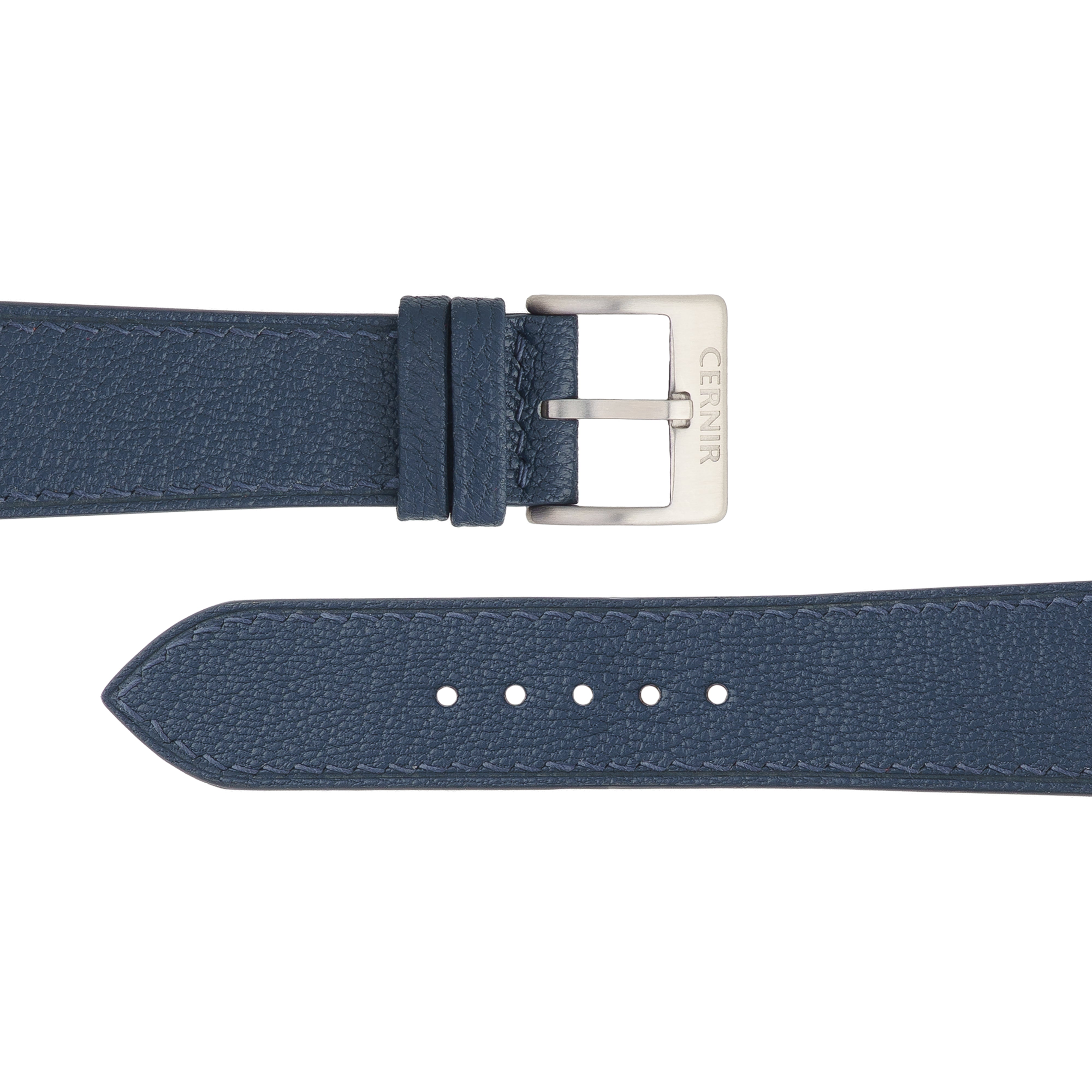 Navy Blue Alran Chevre Sully Leather Slim Watch Strap