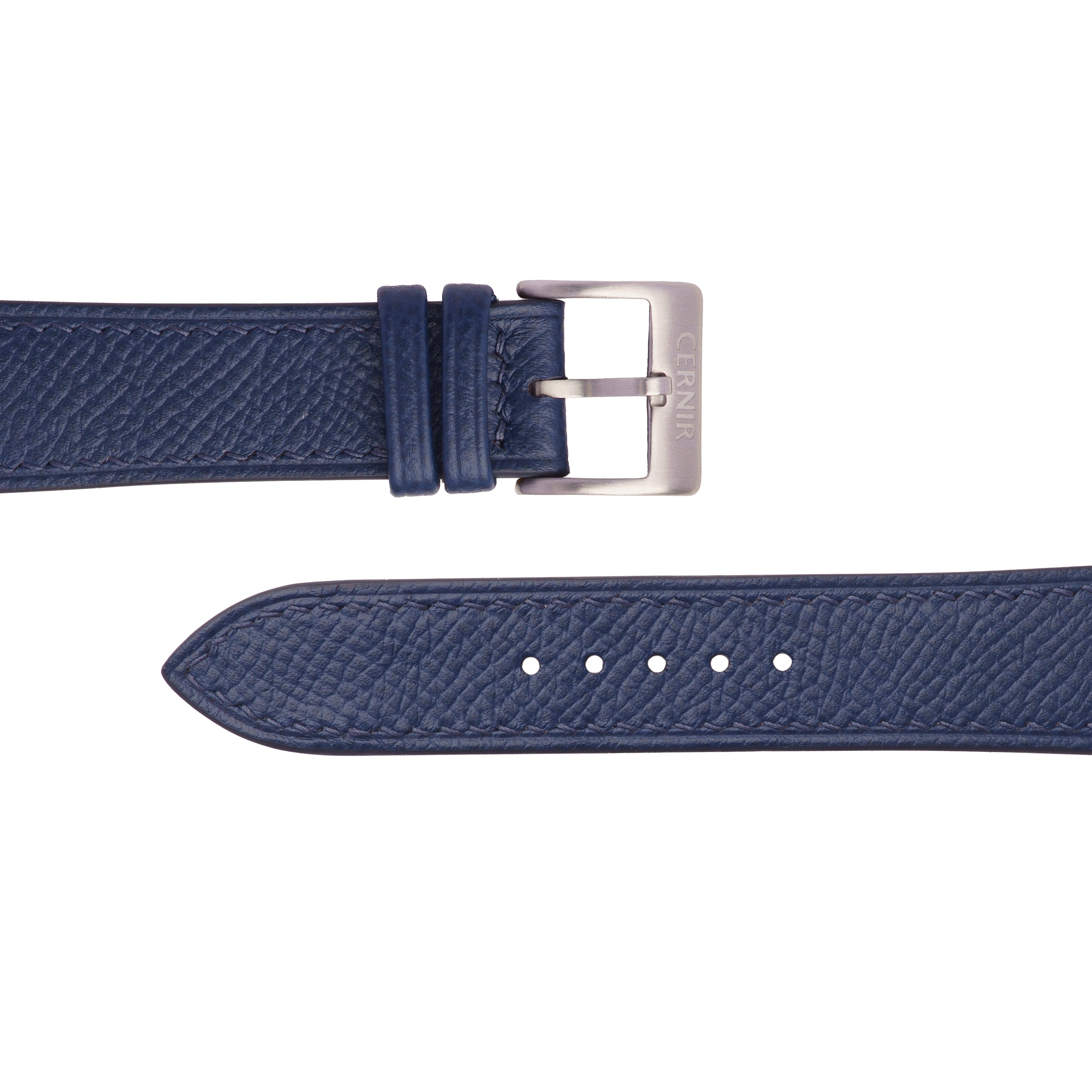 Navy Epsom Leather Slim Watch Strap