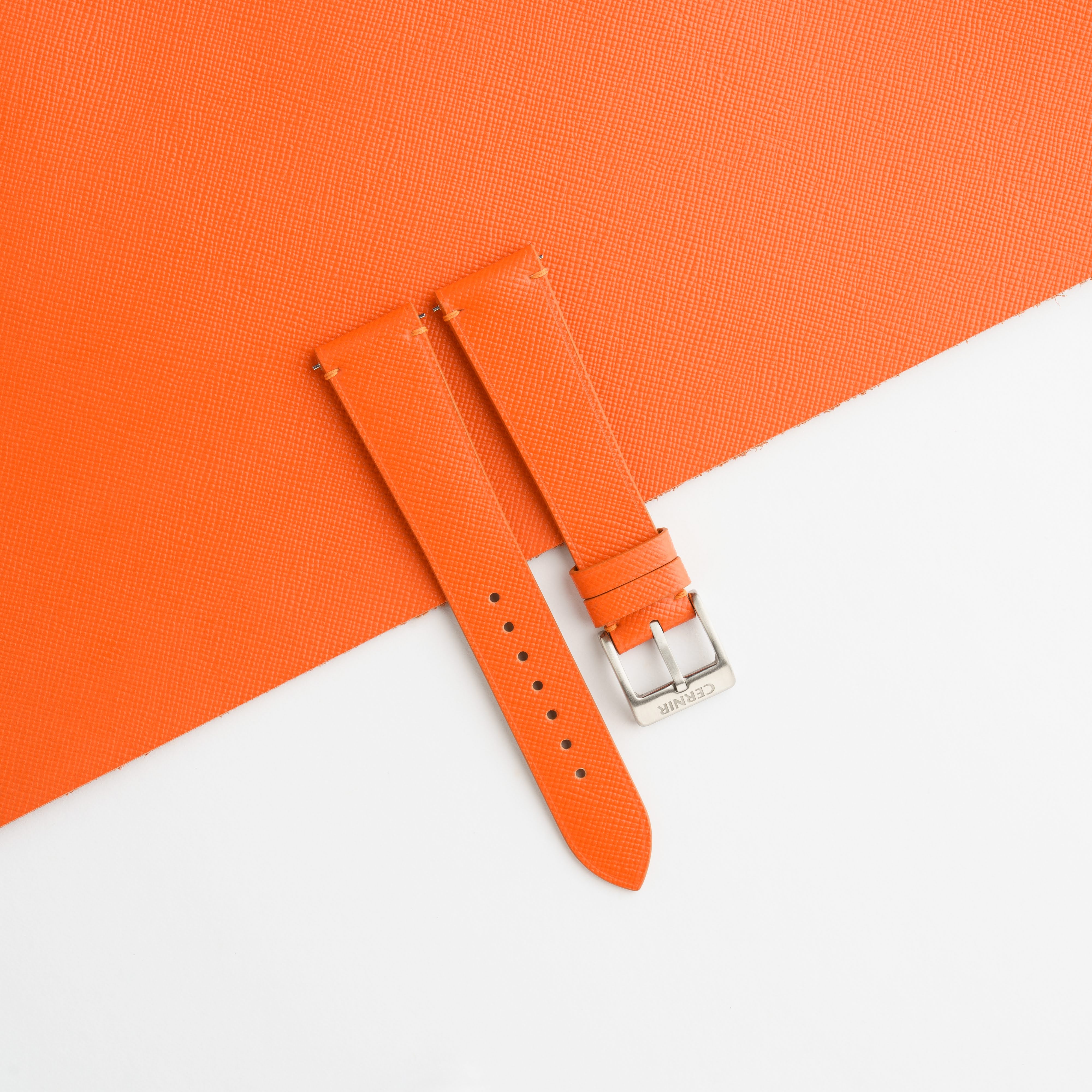 Orange Saffiano Leather Stitchless Watch Strap