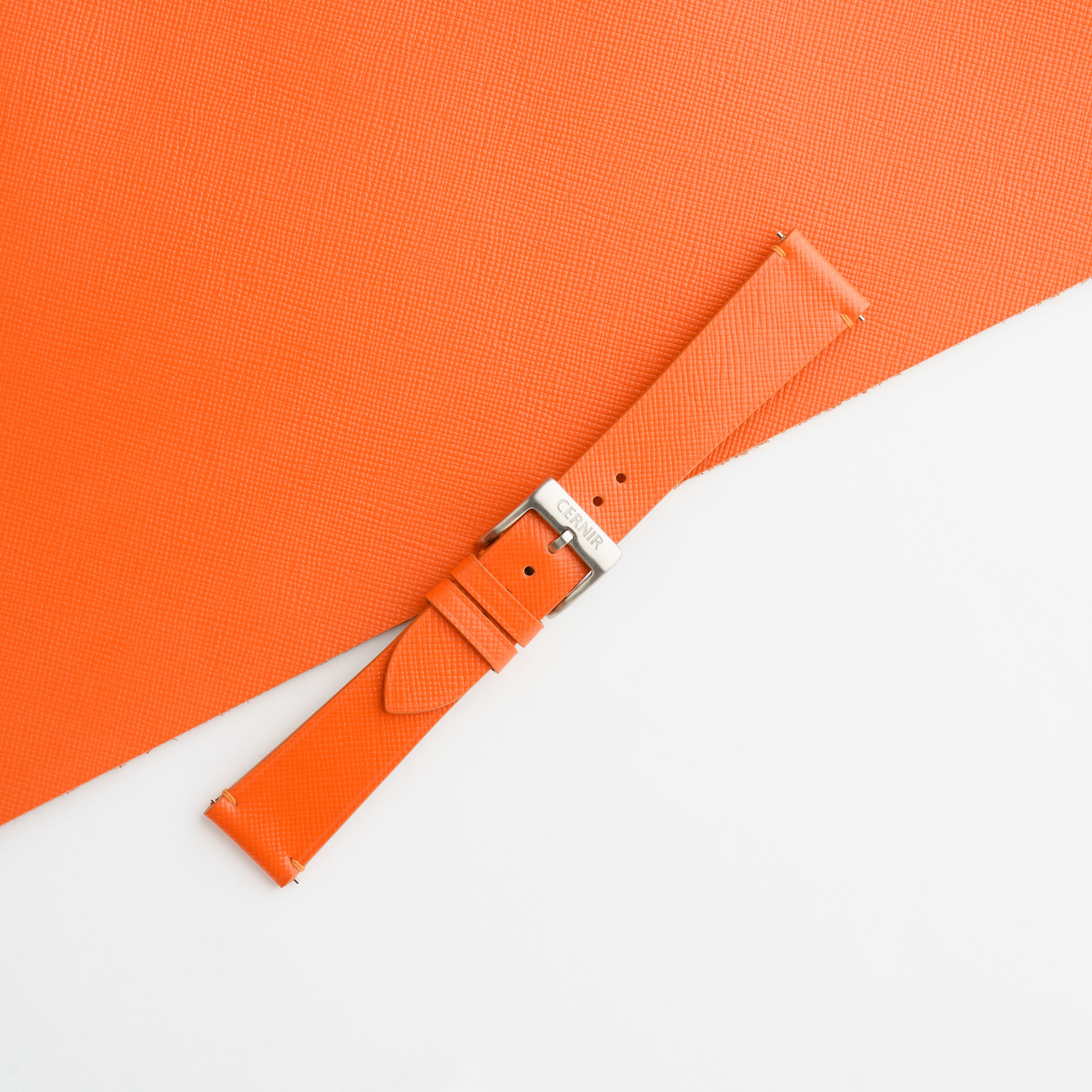 Orange Saffiano Leather Stitchless Watch Strap