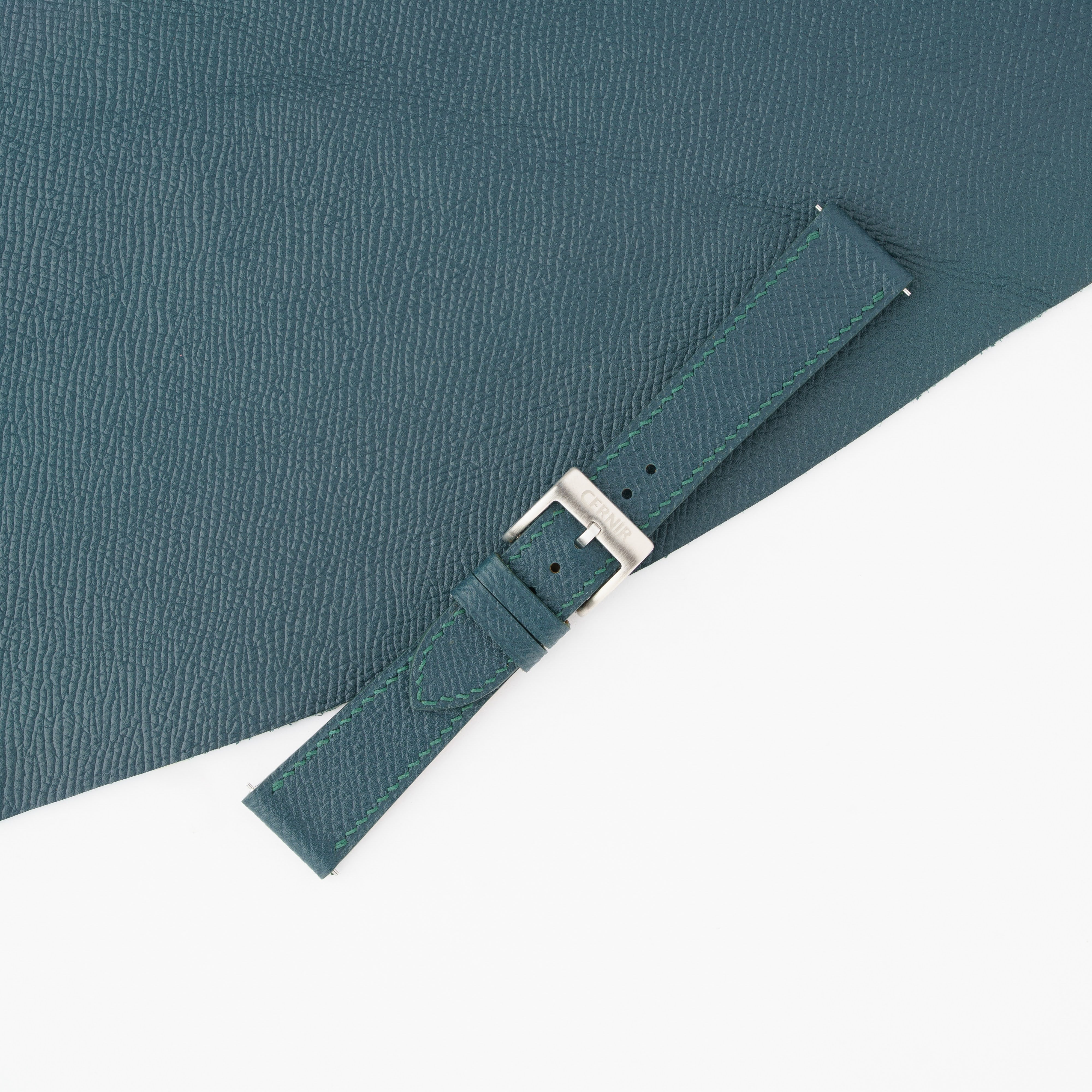 Petrol Blue Epsom Leather Slim Watch Strap