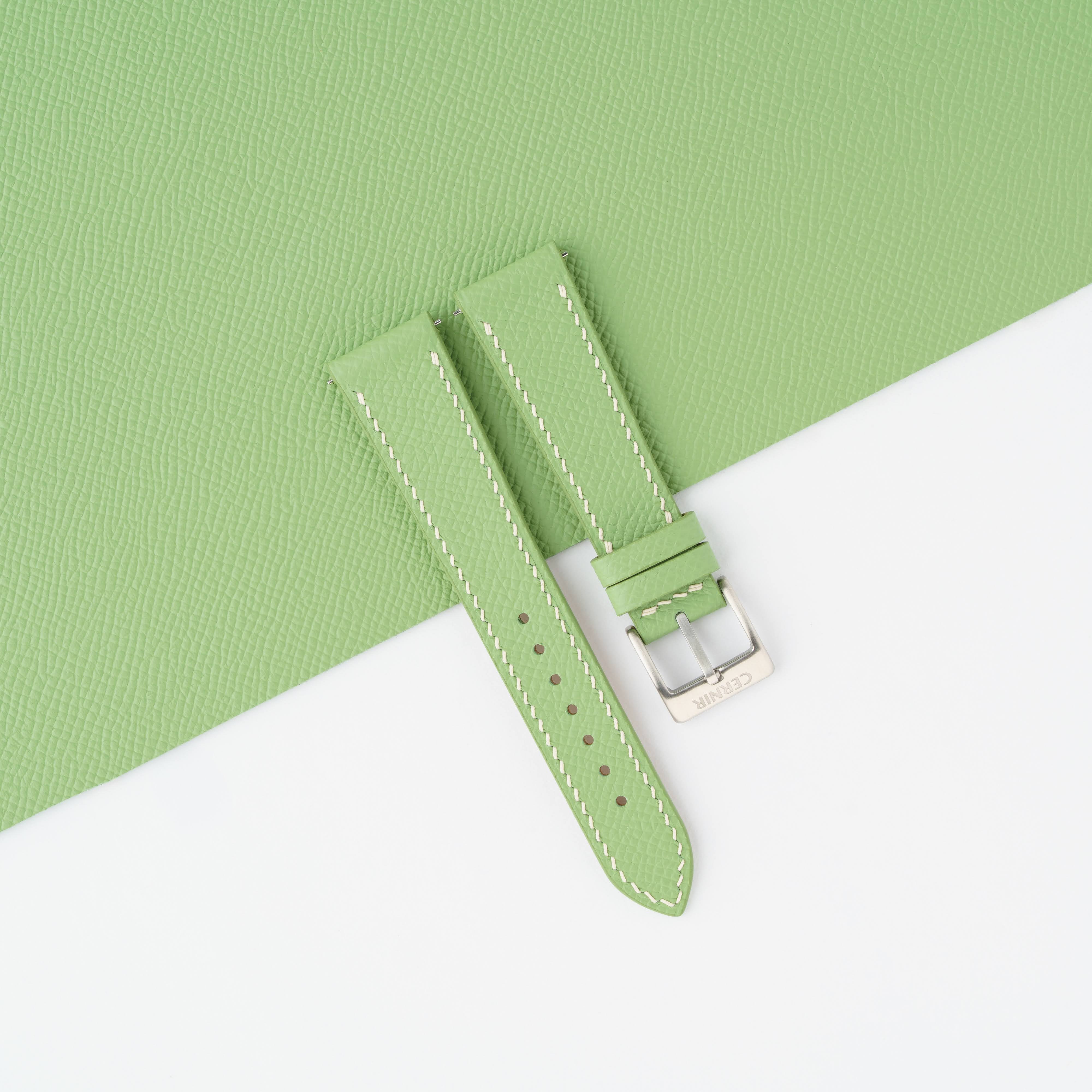 Pistachio Green Epsom Leather Slim Watch Strap