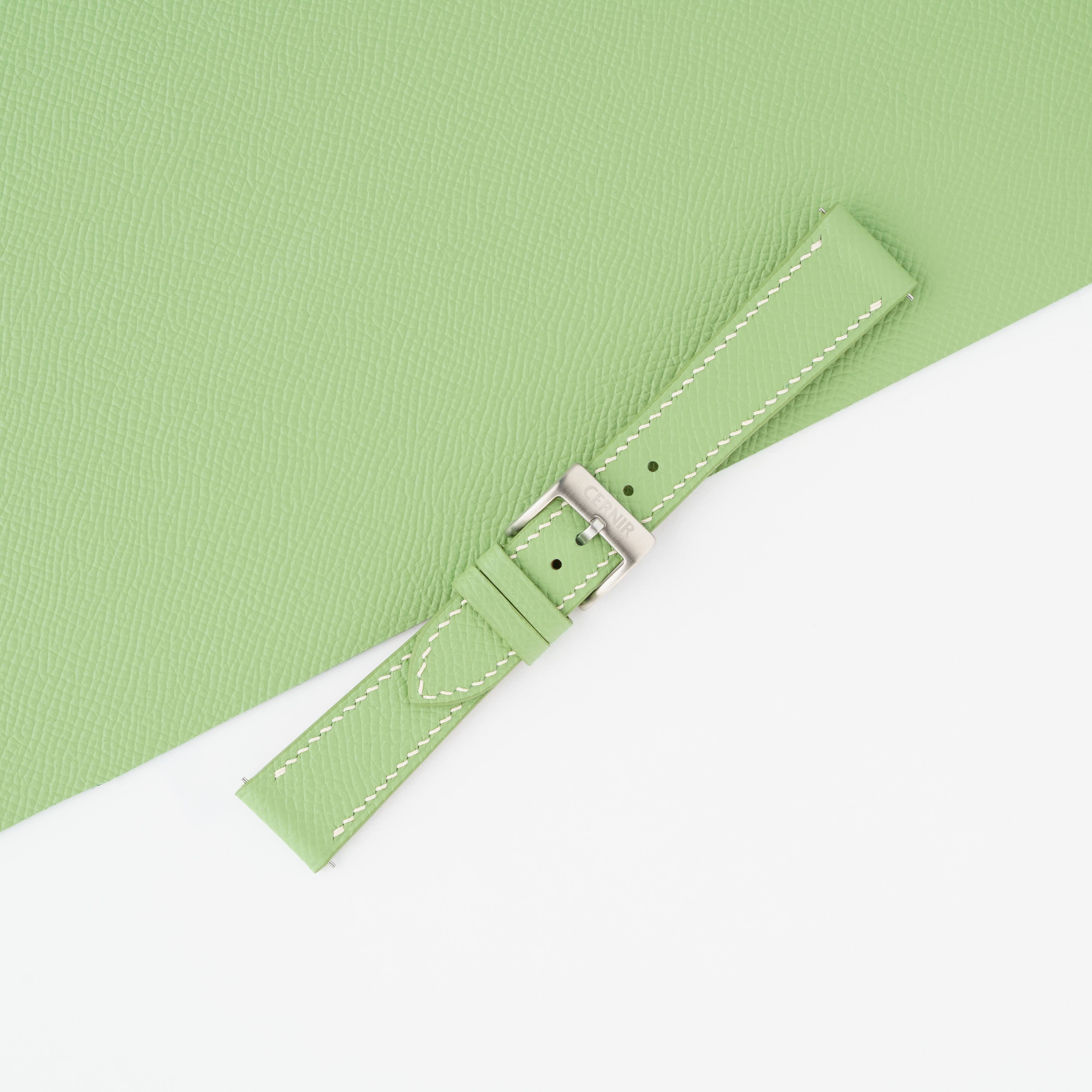 Pistachio Green Epsom Leather Slim Watch Strap