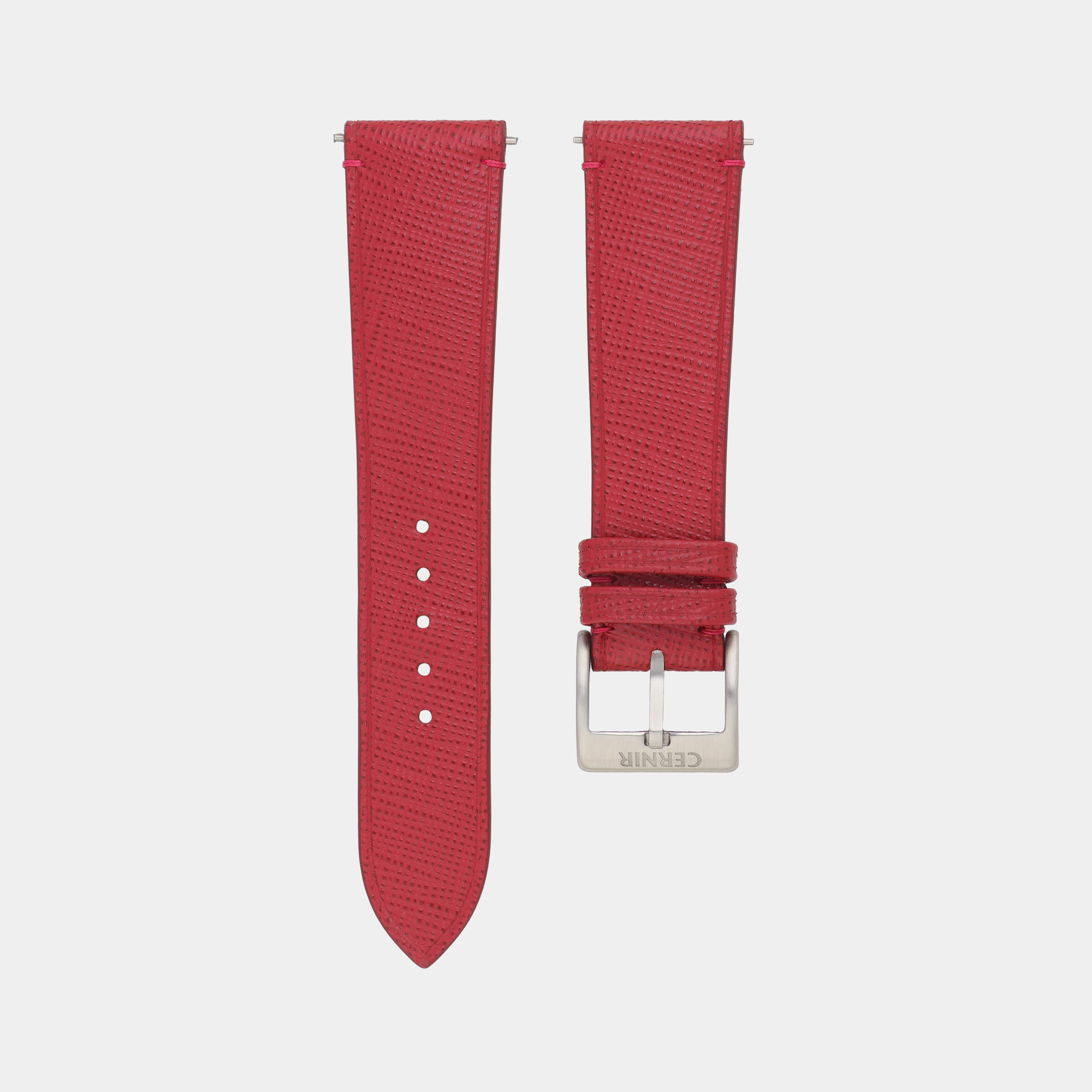 Red Saffiano Leather Slim Watch Strap - Stitchless