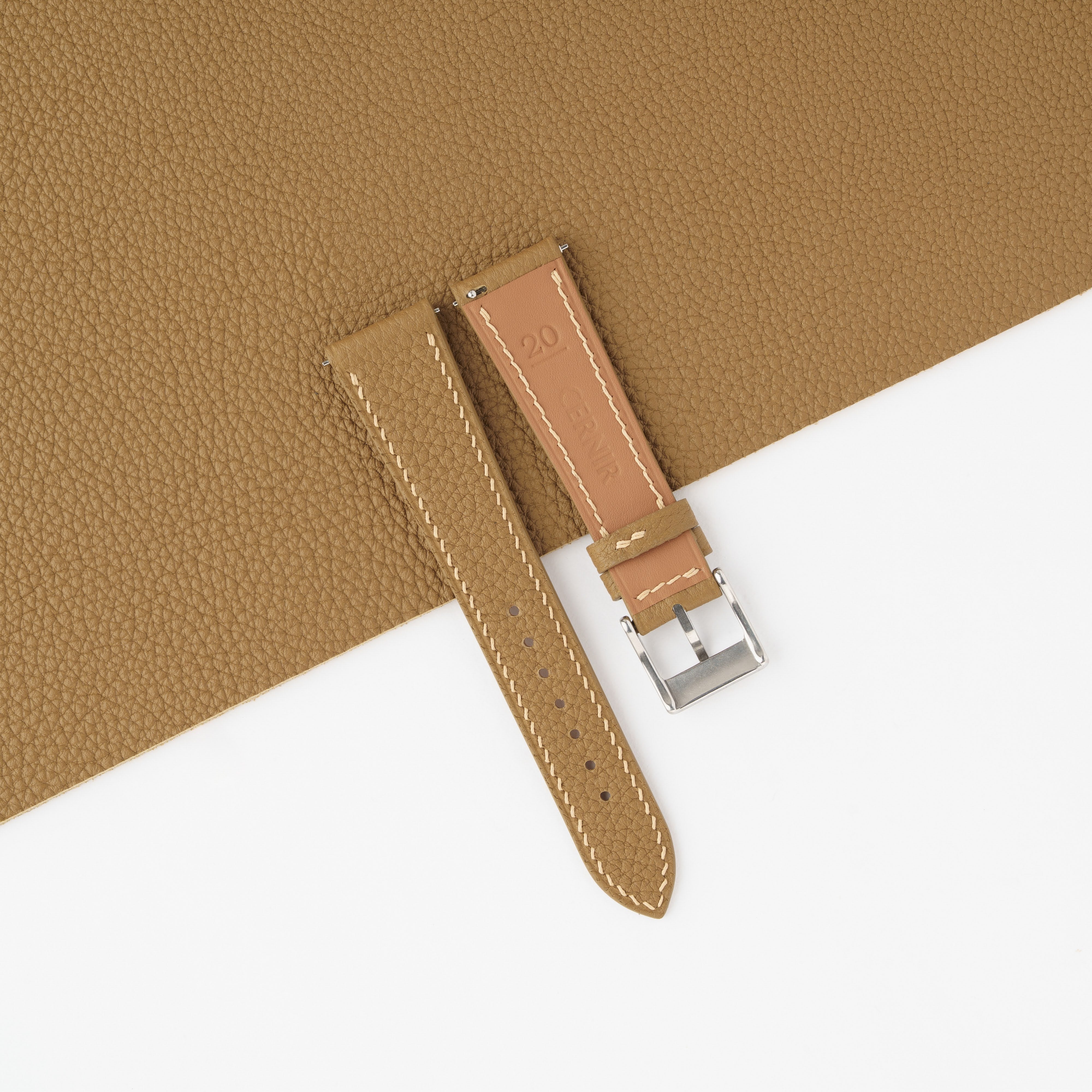 Tan Togo Leather Slim Watch Strap