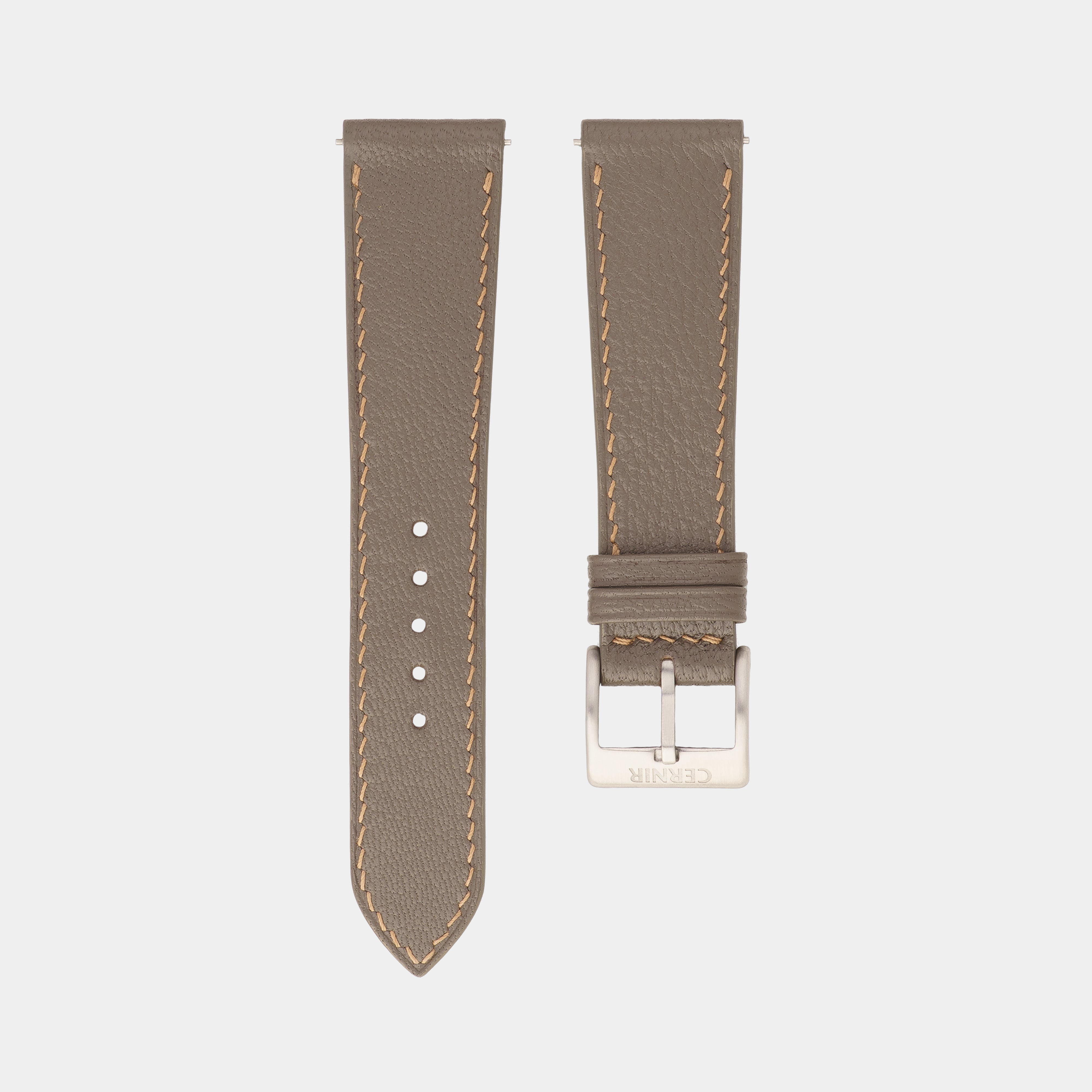 Taupe Alran Chevre Sully Leather Slim Watch Strap
