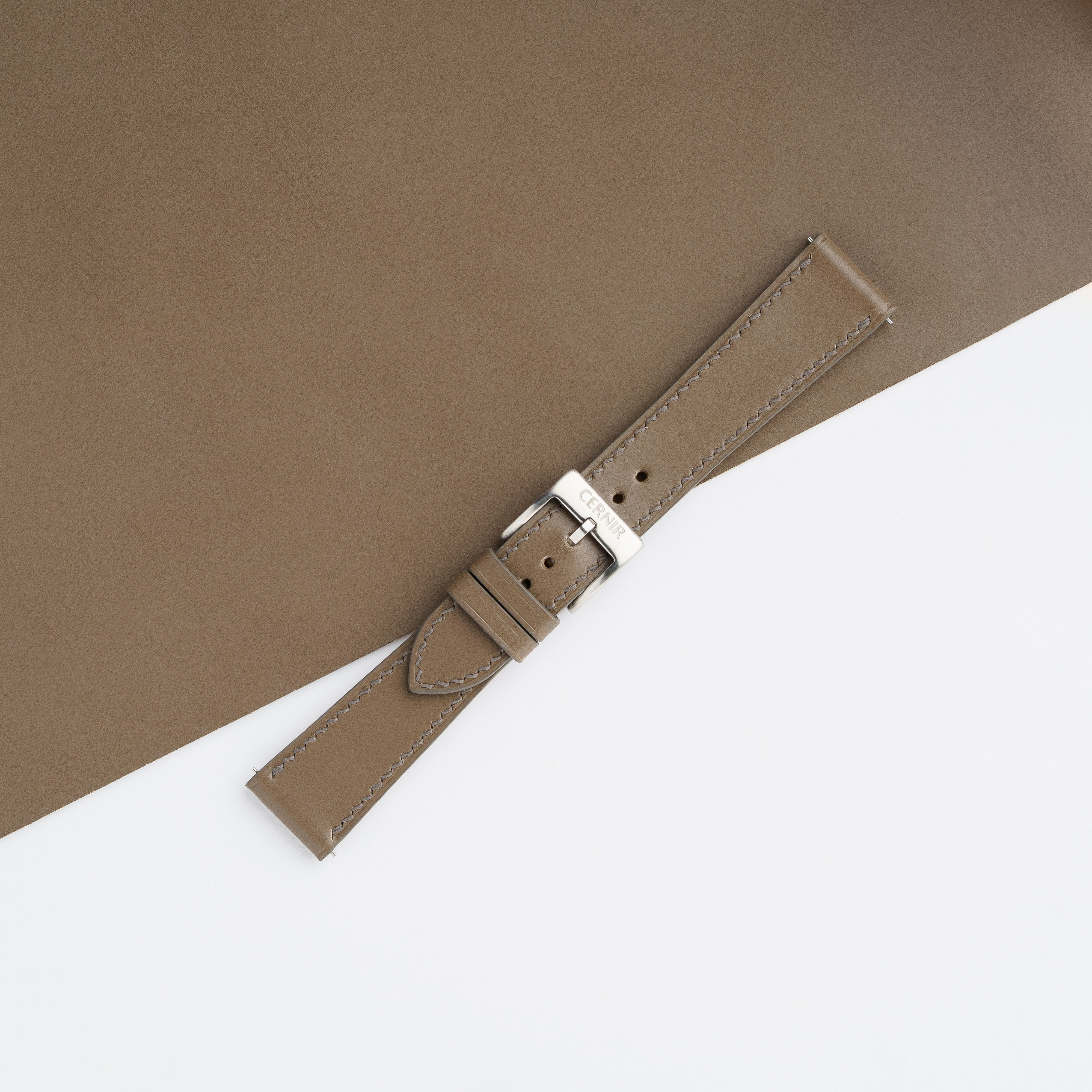 Taupe Buttero Leather Slim Watch Strap