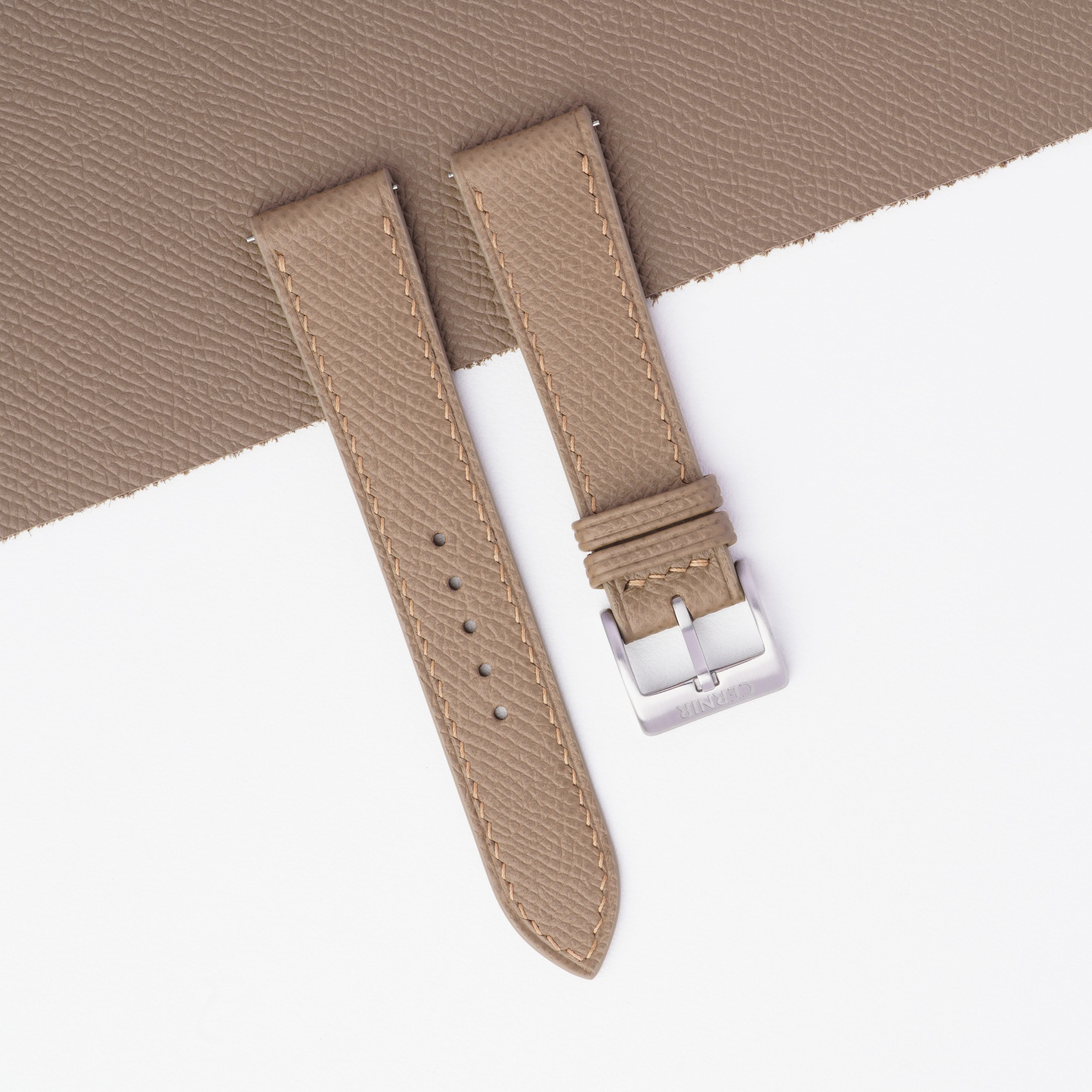 Taupe Epsom Leather Slim Watch Strap