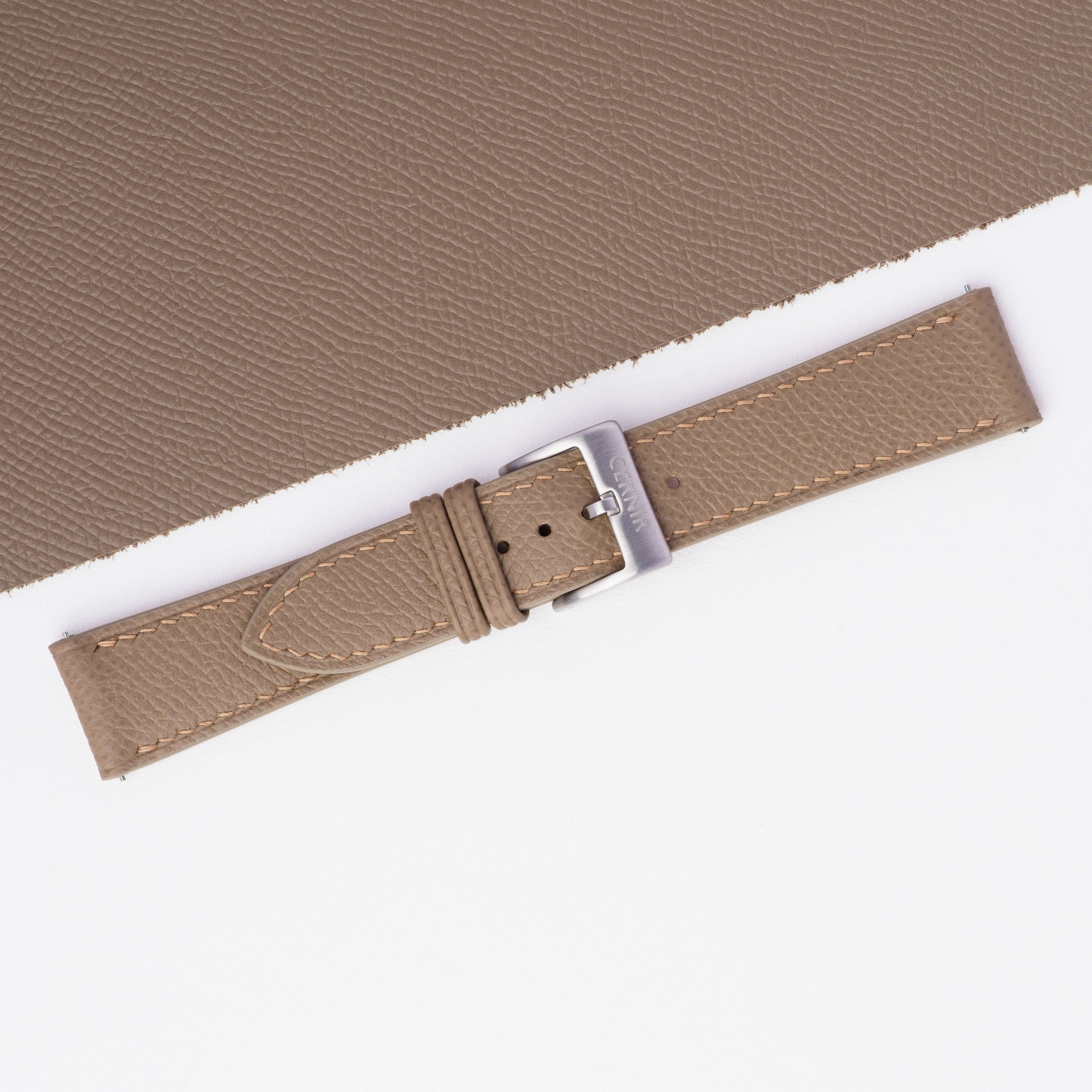 Taupe Epsom Leather Slim Watch Strap