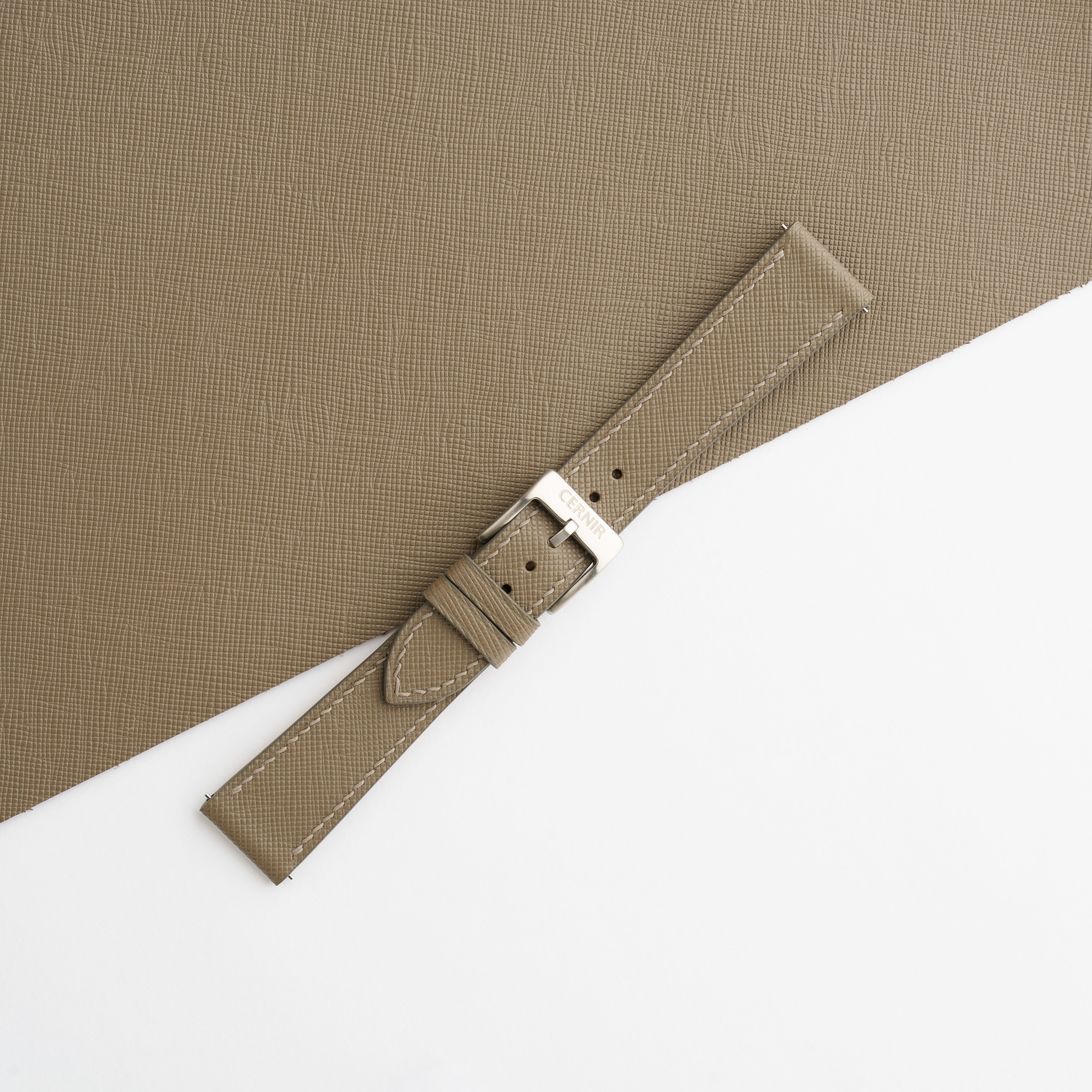 Taupe Saffiano Leather Slim Watch Strap by Cernir