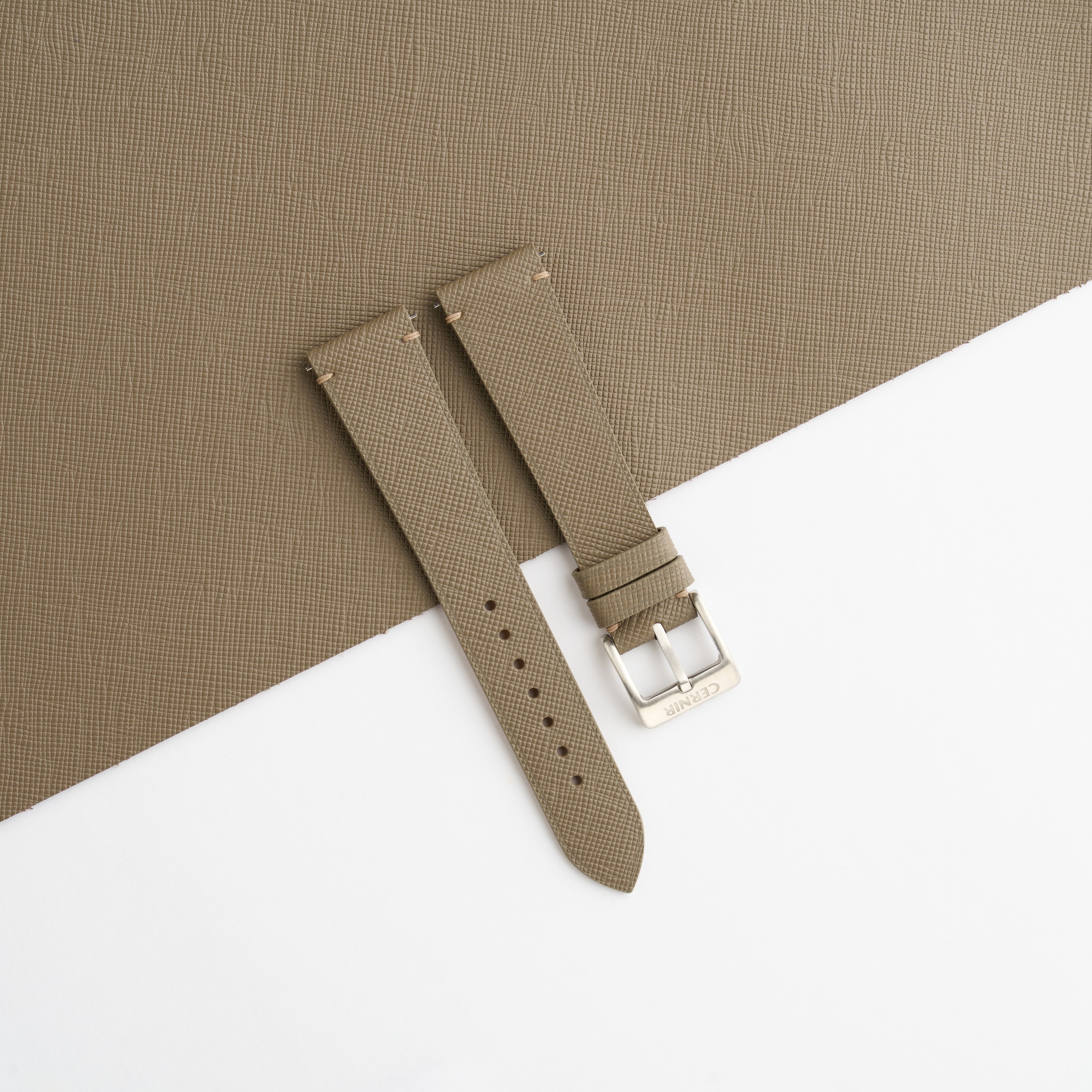 Taupe Saffiano Leather Stitchless Watch Strap