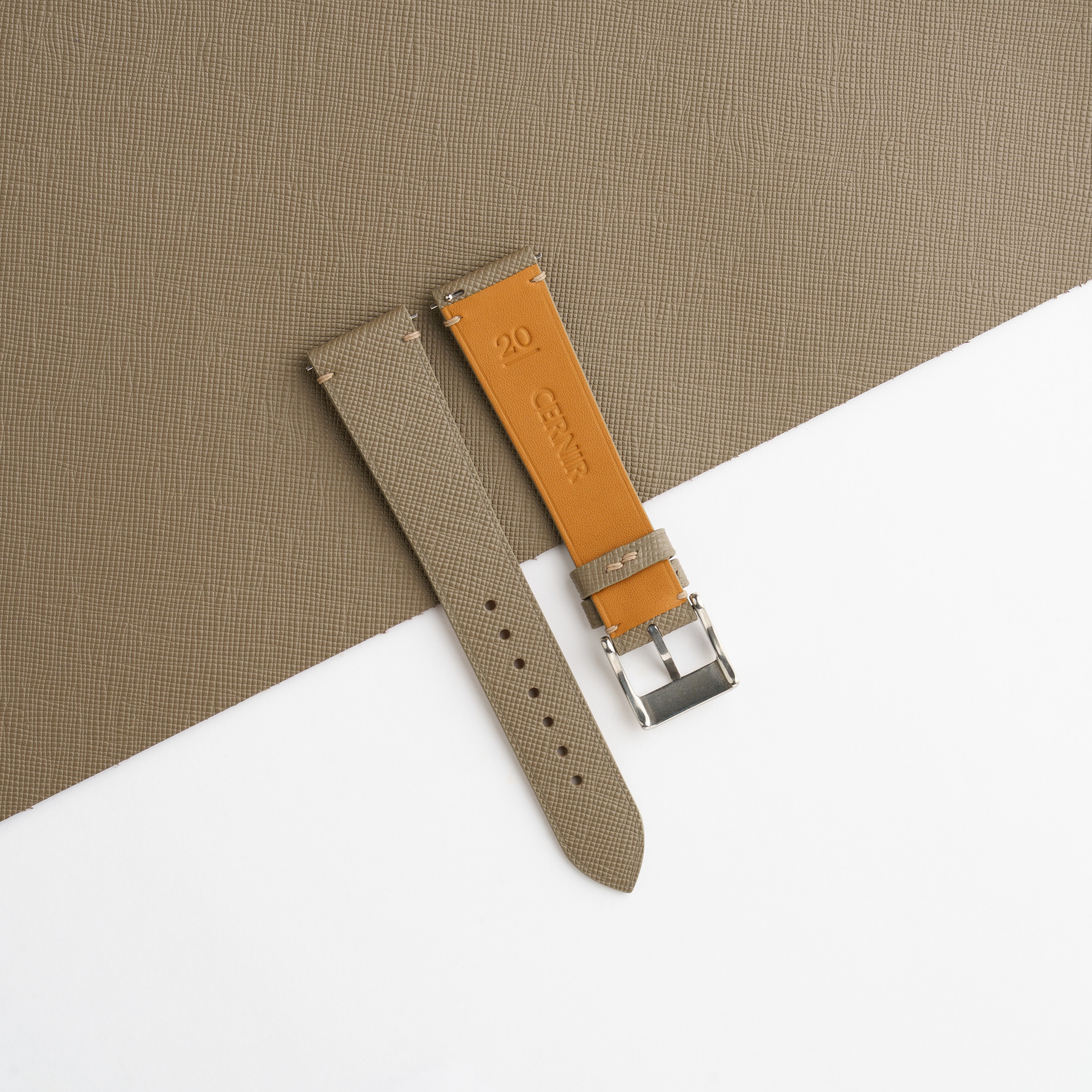 Taupe Saffiano Leather Stitchless Watch Strap