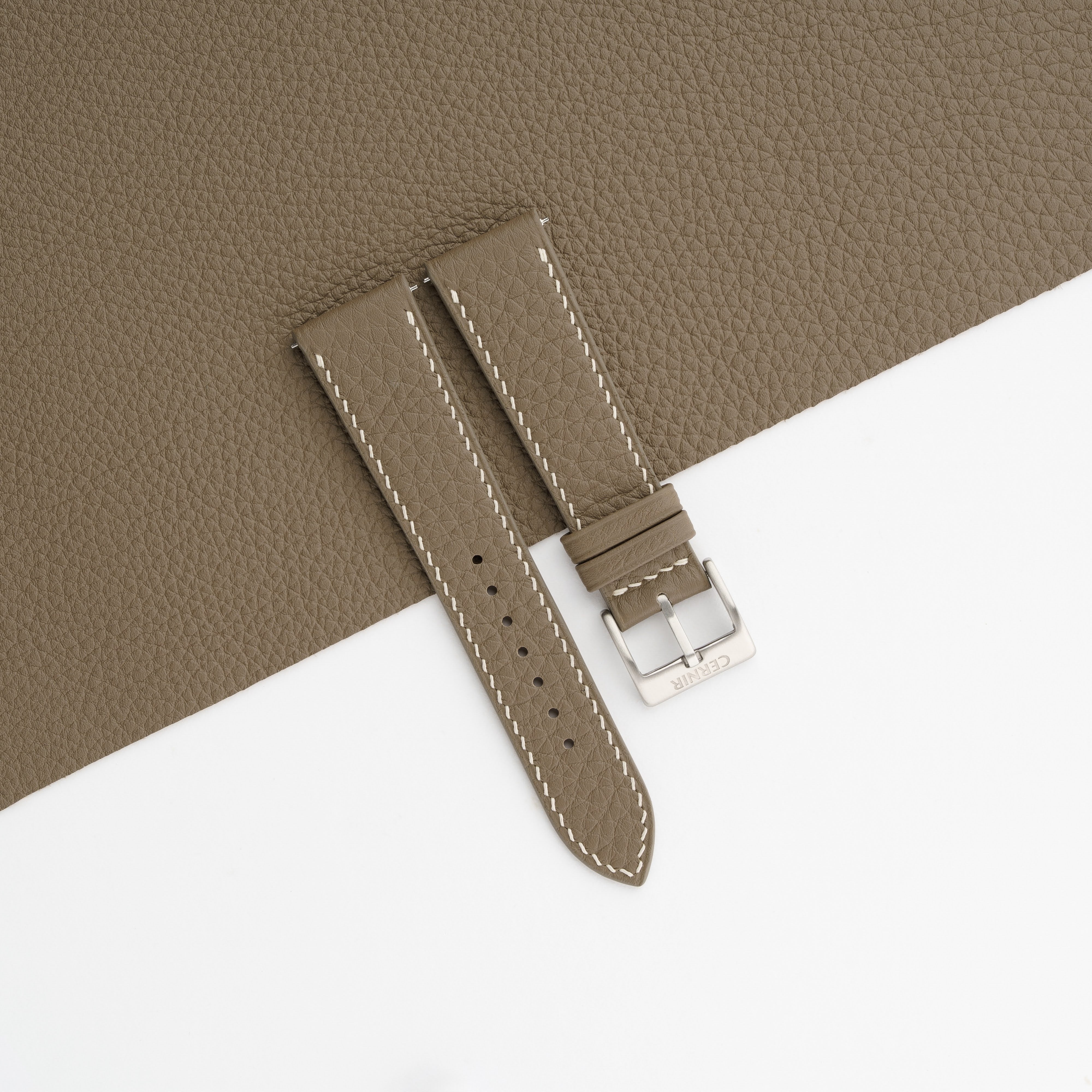 Taupe Togo Leather Slim Watch Strap