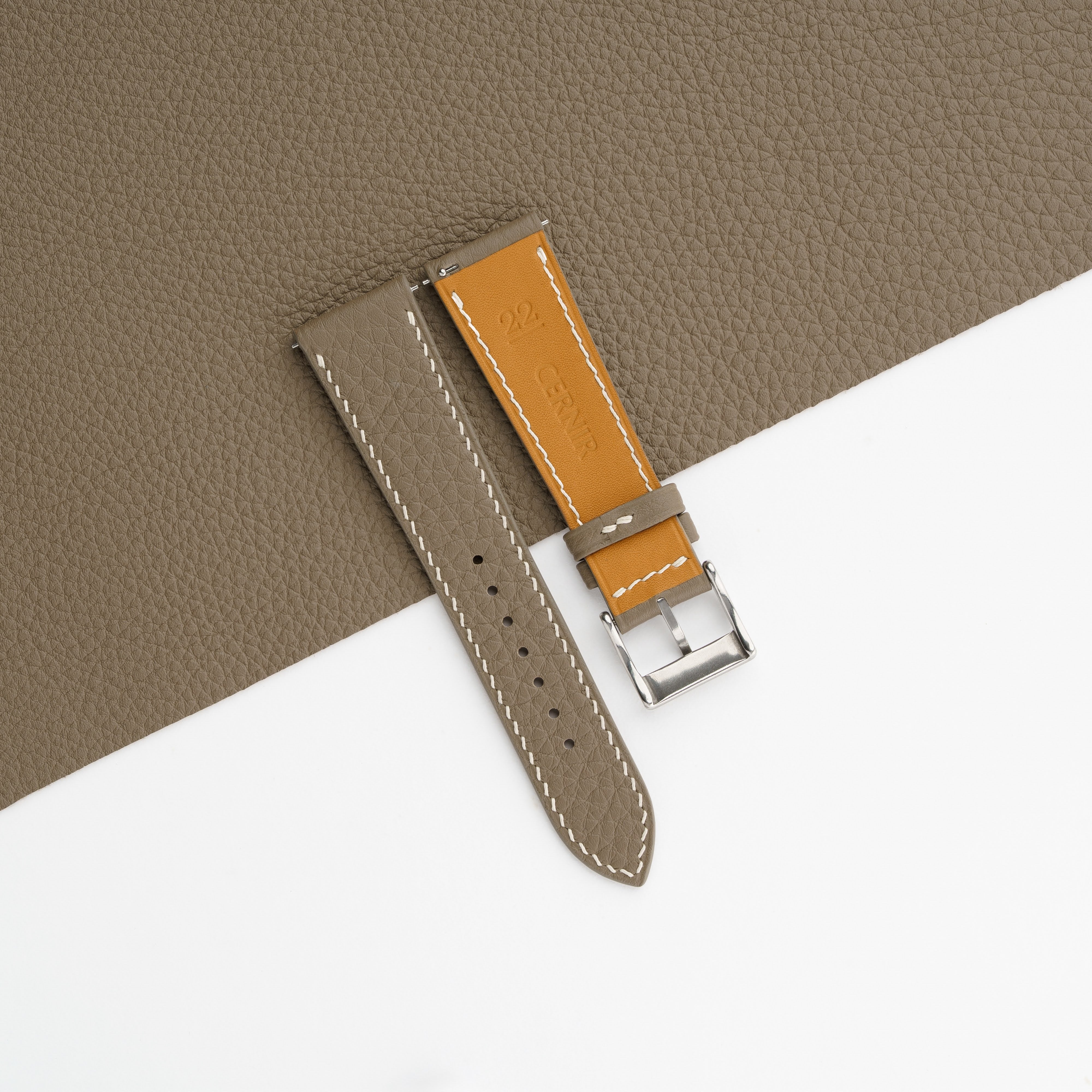Taupe Togo Leather Slim Watch Strap