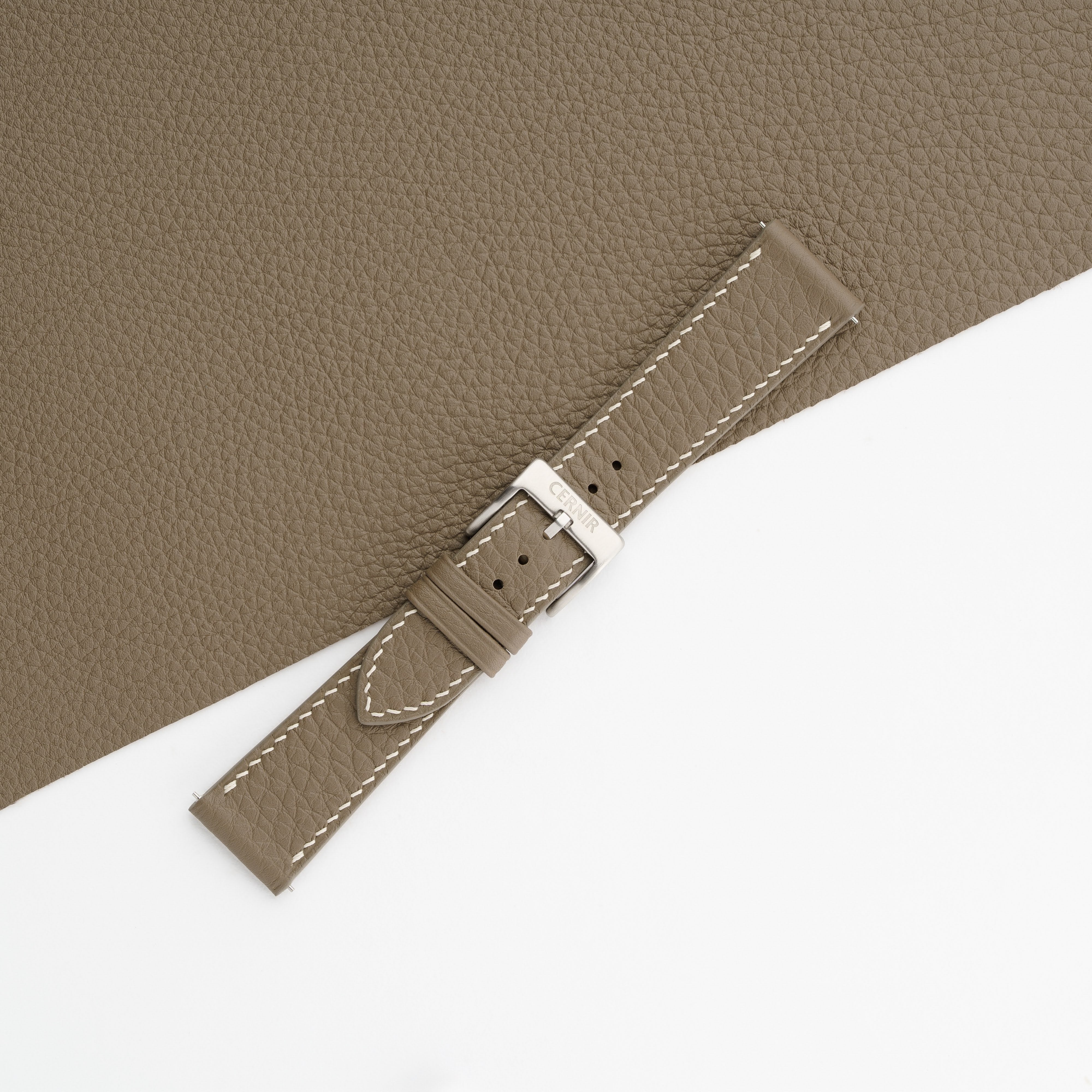 Taupe Togo Leather Slim Watch Strap