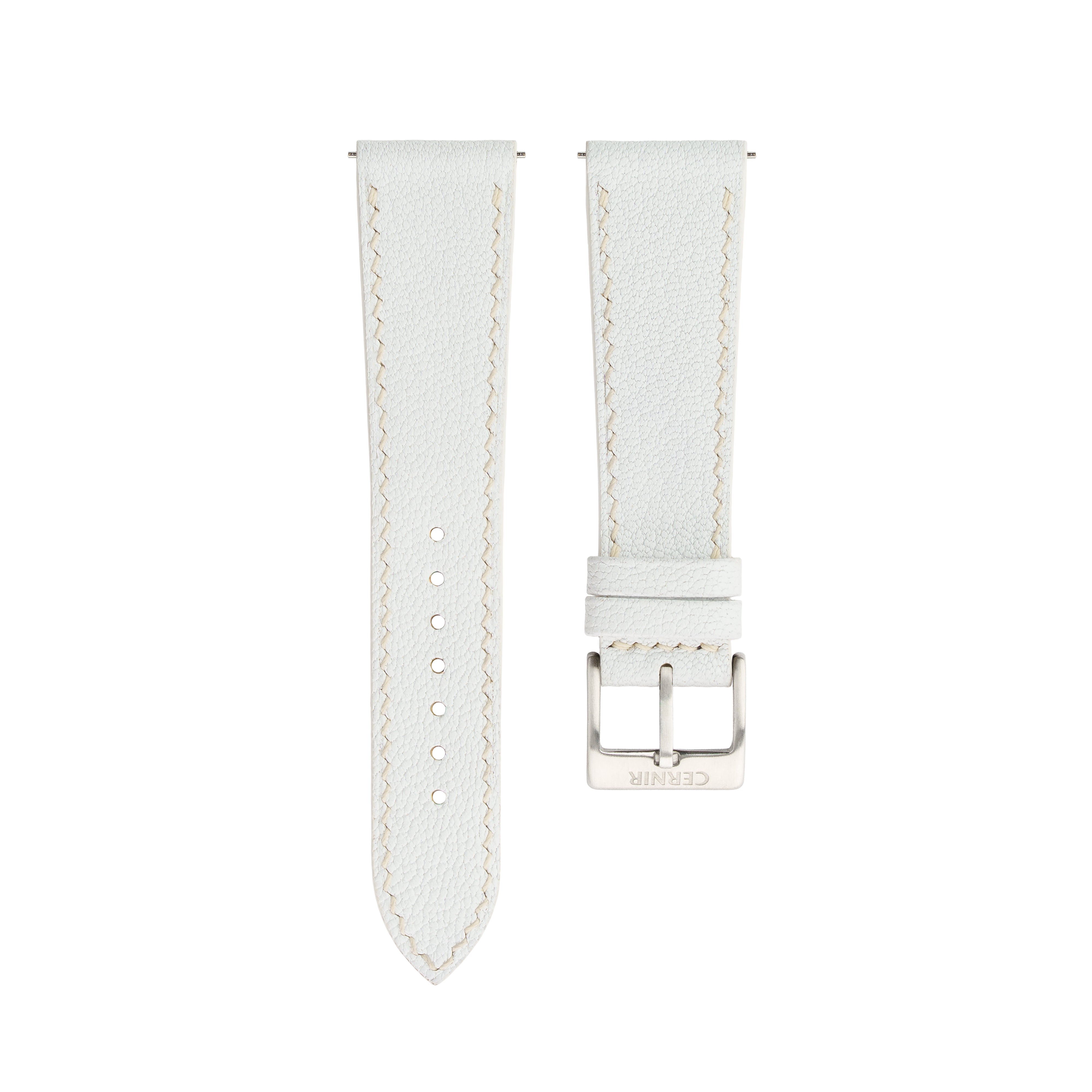 White Alran Chevre Sully Leather Slim Watch Strap