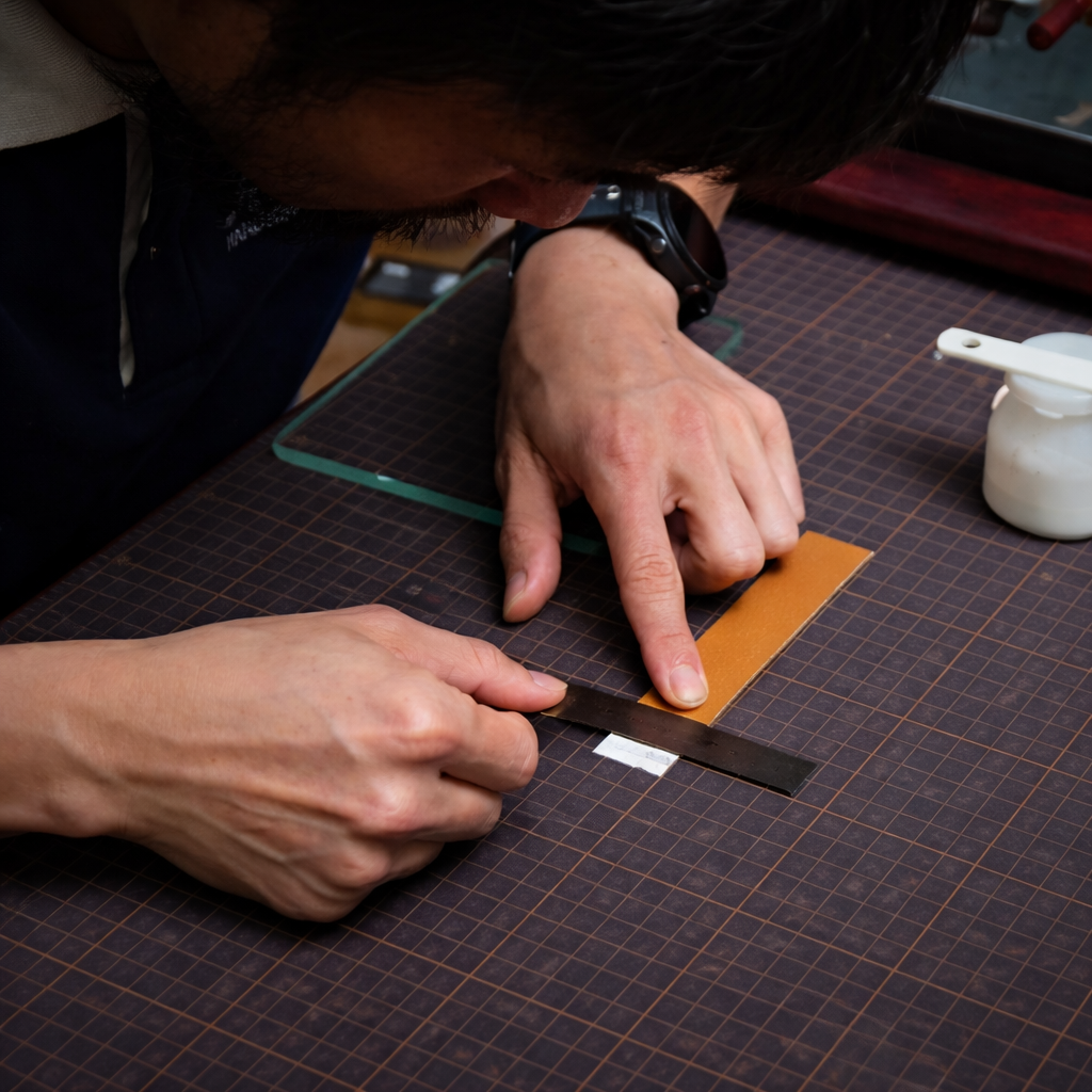 Hand stitching a leather watch strap